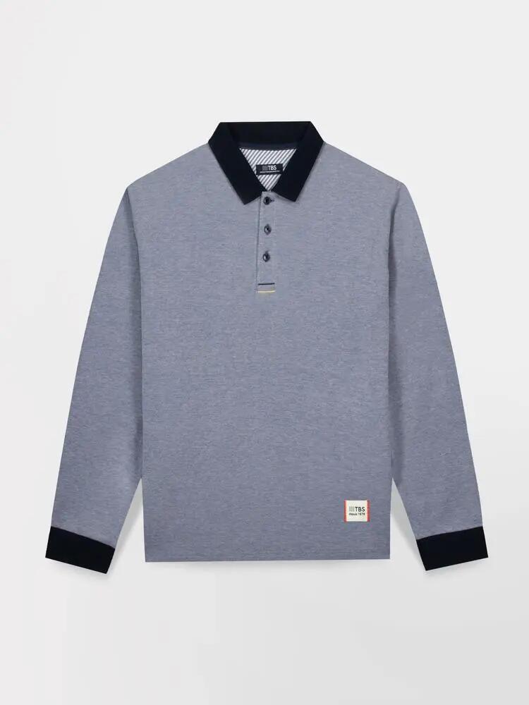 Polo - homme - manches longues, col boutonné - zevikpol bleu 5/5