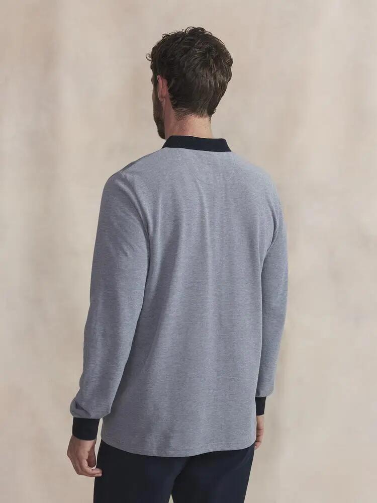 Polo - homme - manches longues, col boutonné - zevikpol bleu 4/5