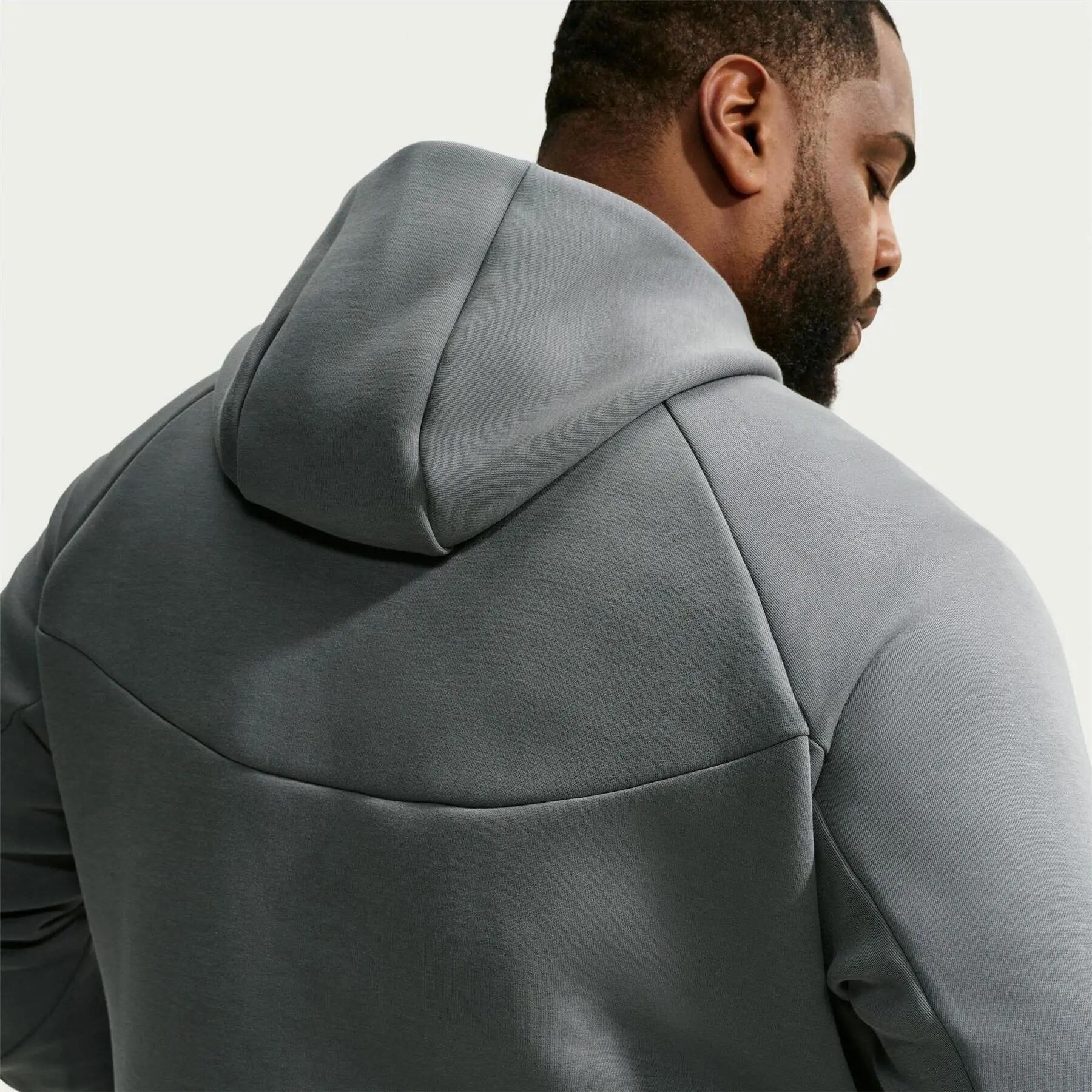 Felpa Con Cappuccio E Zip Intera Chevron Uomo Nike Tech Grigio Fumo 5/5