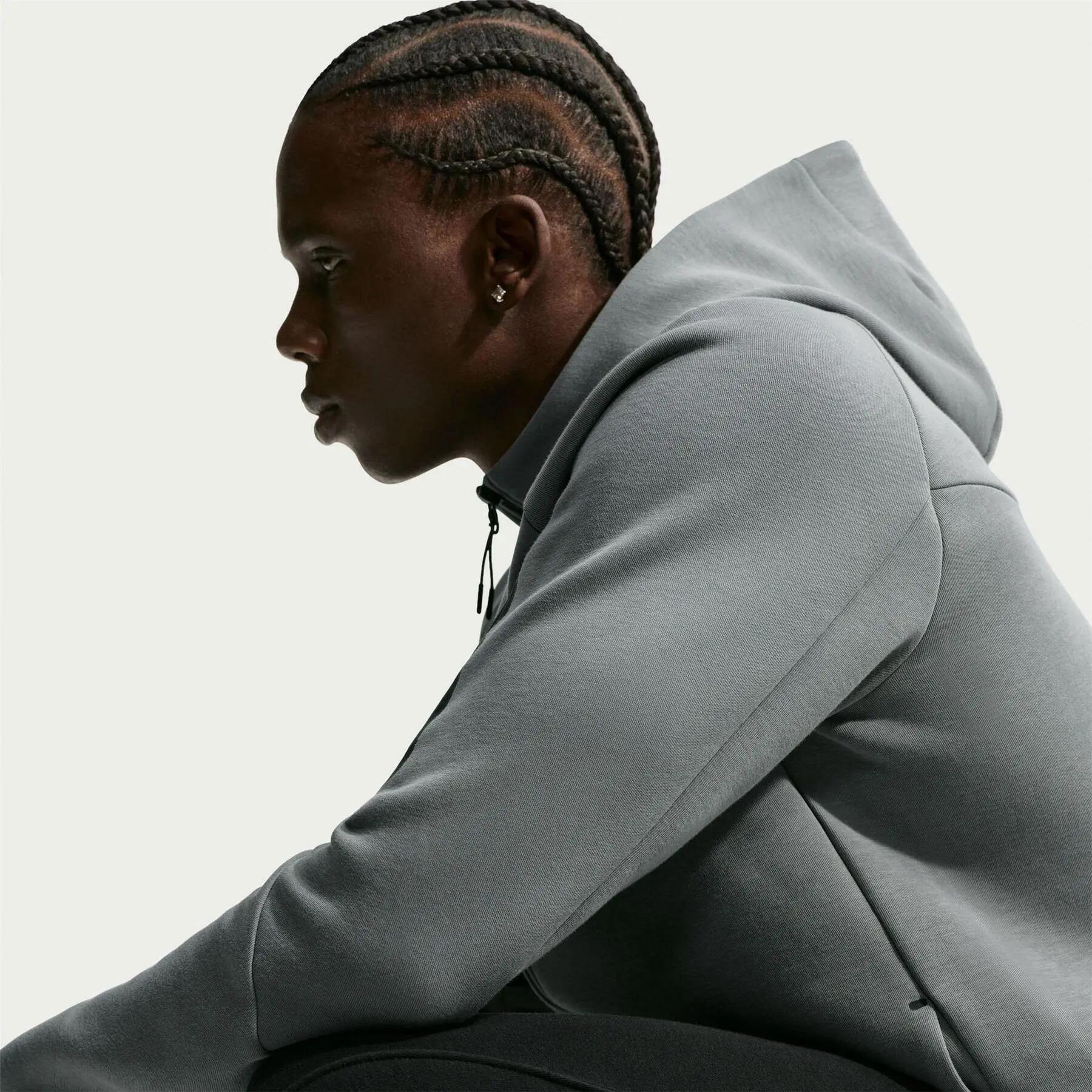 Felpa Con Cappuccio E Zip Intera Chevron Uomo Nike Tech Grigio Fumo 3/5