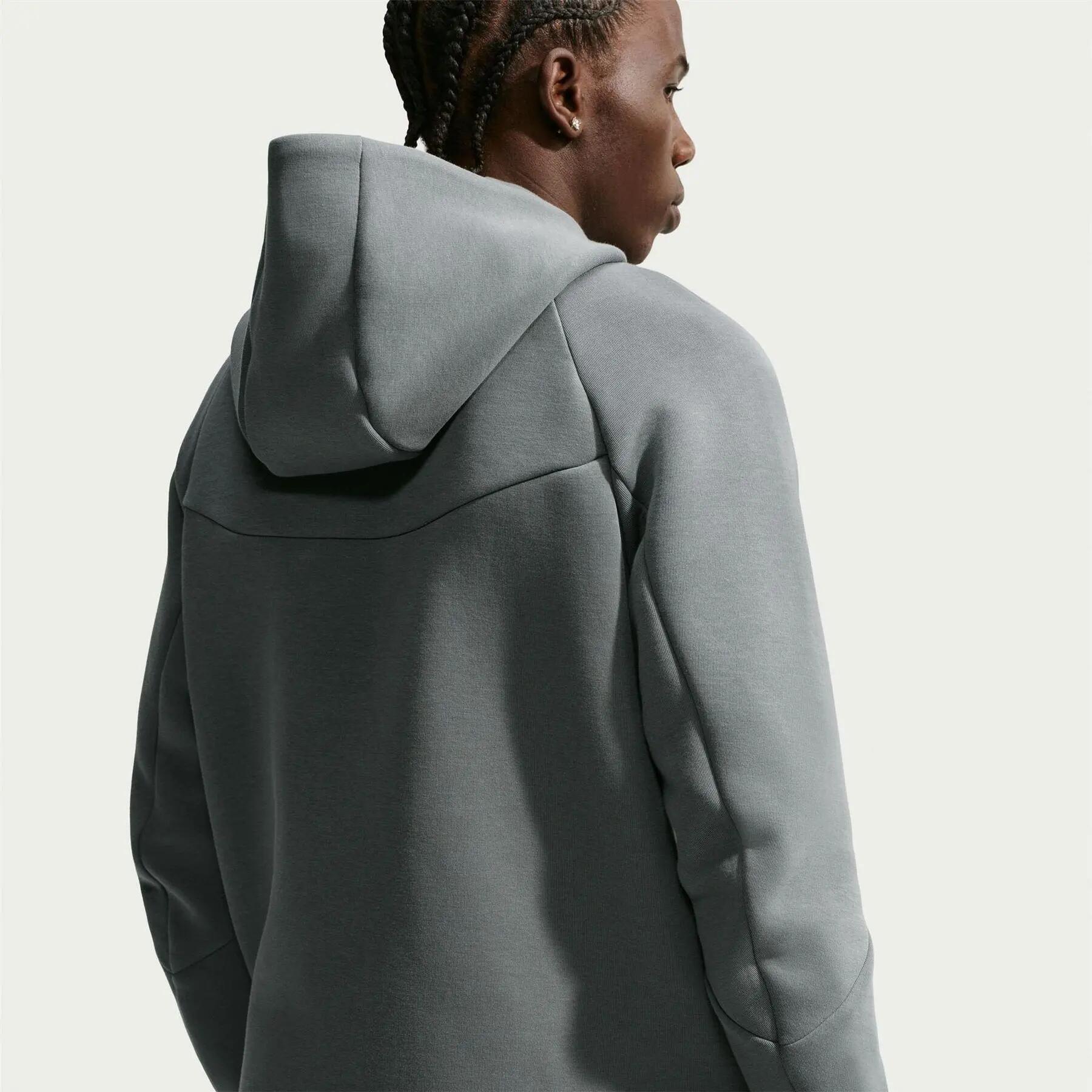 Felpa Con Cappuccio E Zip Intera Chevron Uomo Nike Tech Grigio Fumo 2/5