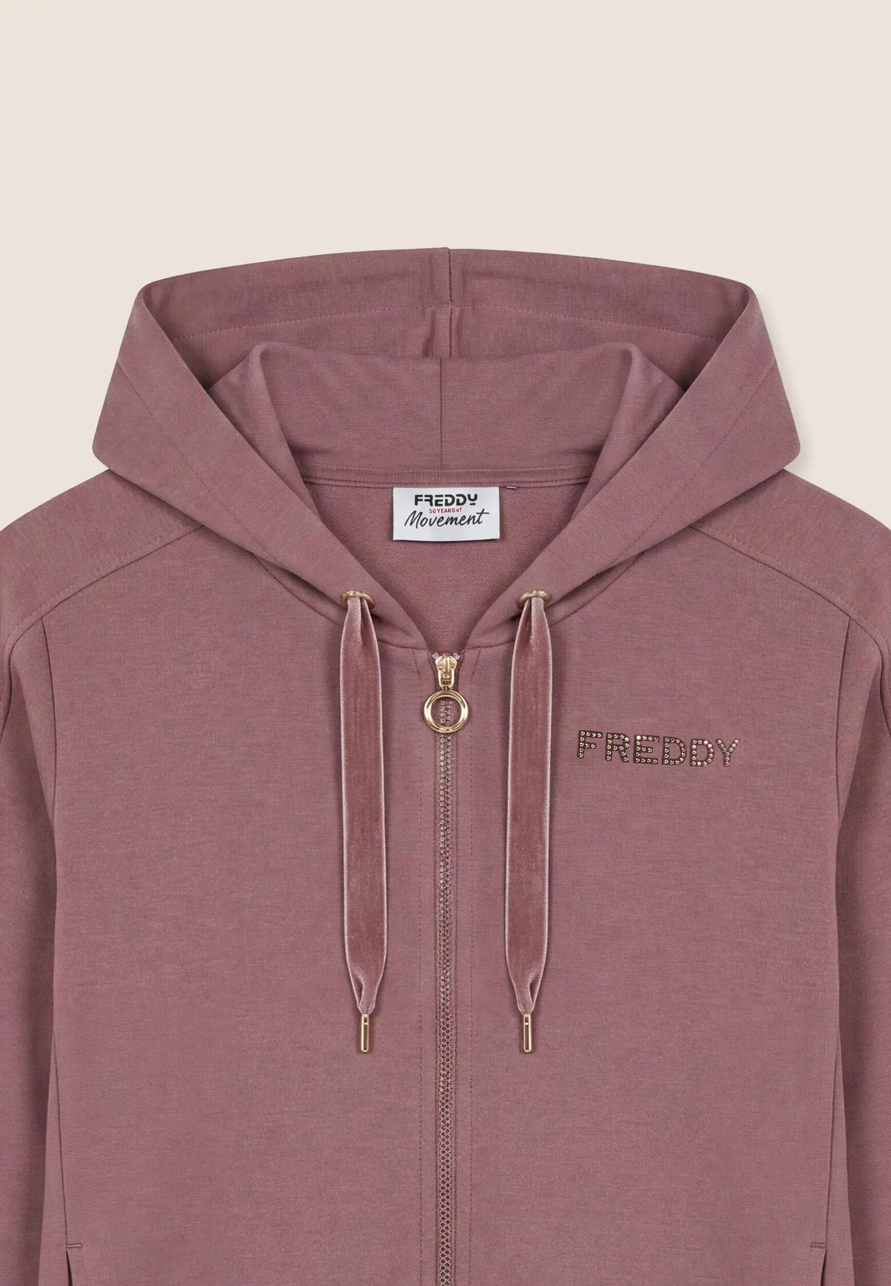 Felpa Regular Donna con Cappuccio e Zip, Fondo Asimmetrico 3/3