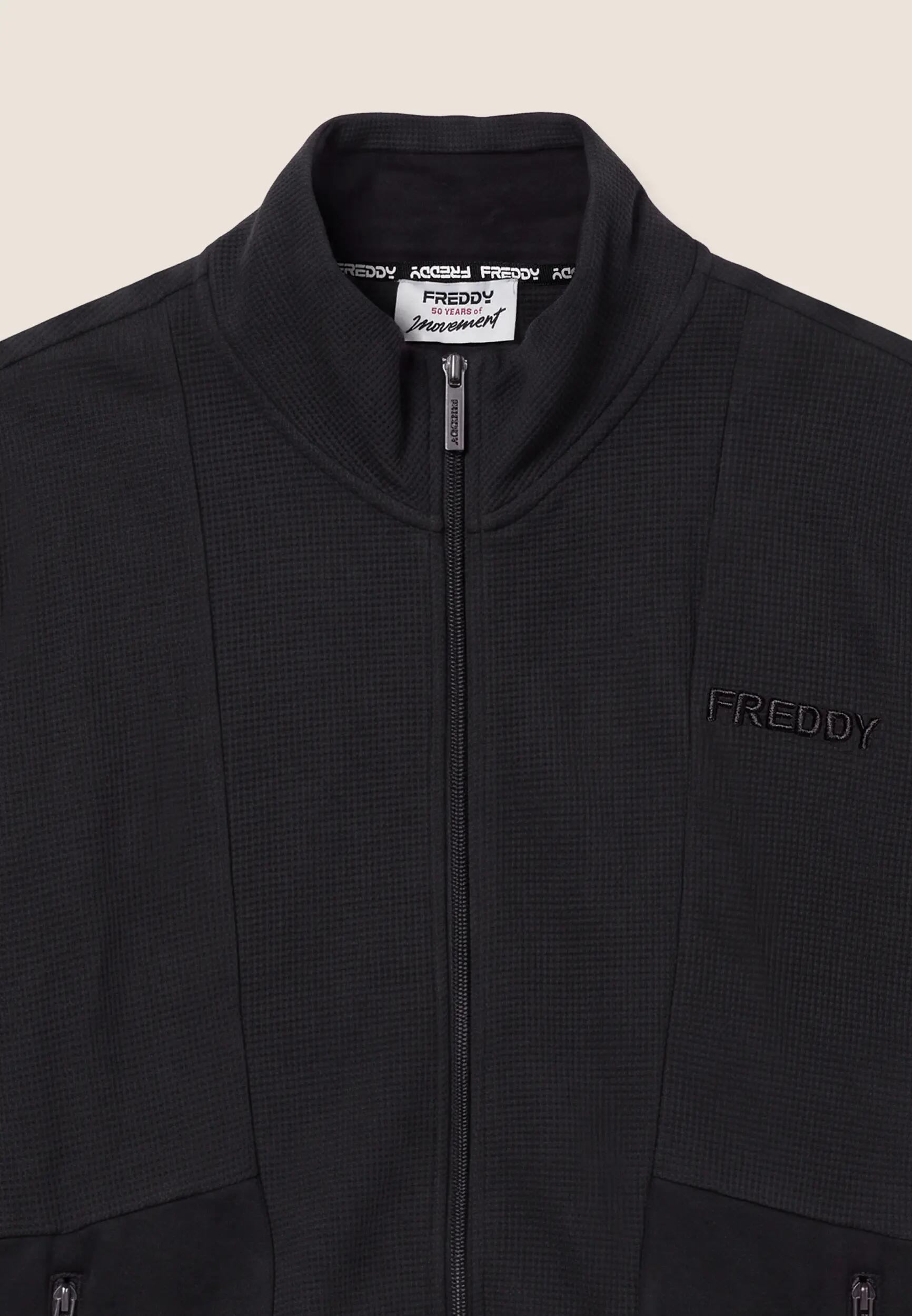 Sudadera de hombre en tejido bonded con efecto gofre, cremallera y cuello alto 3/3