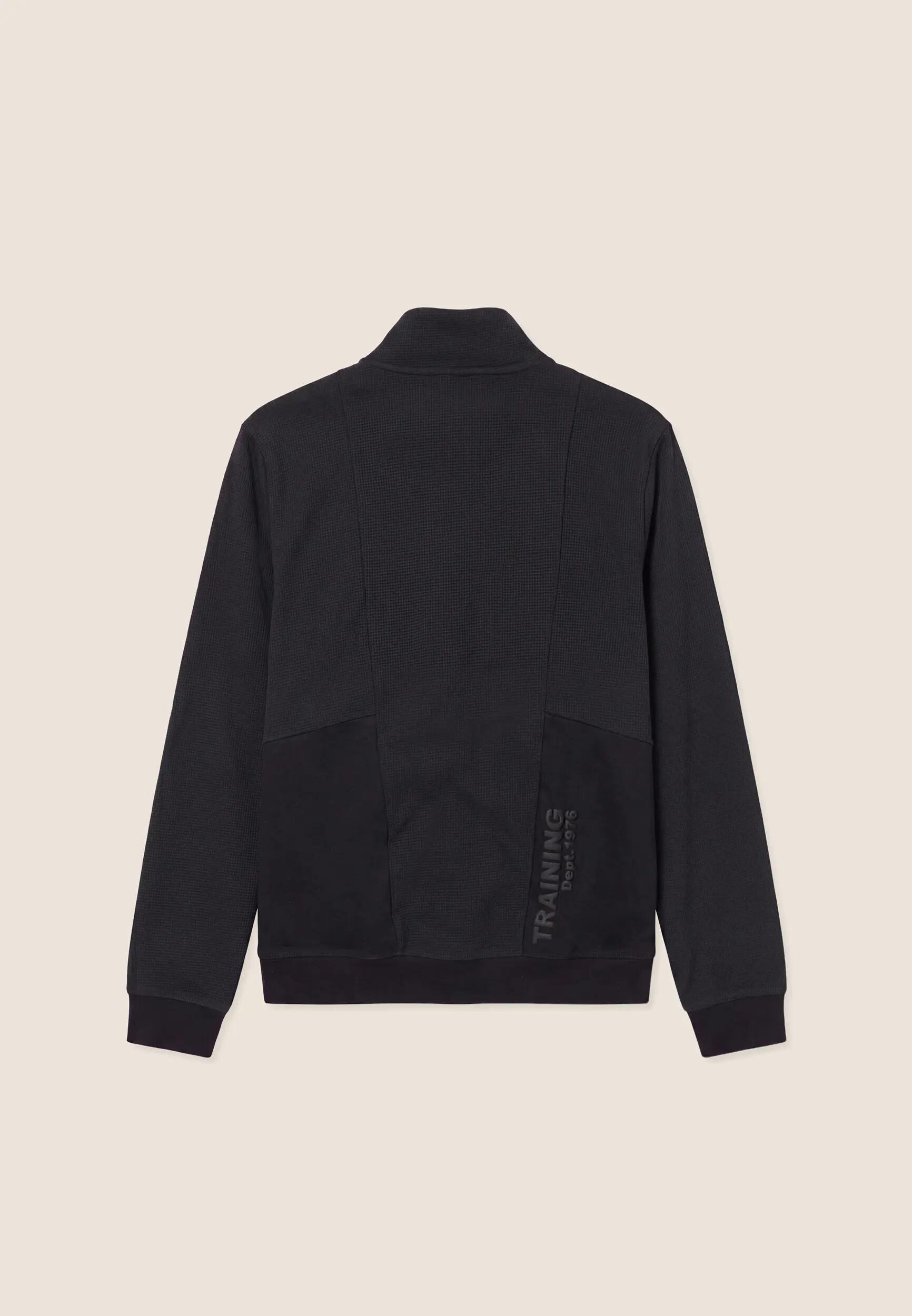 Sudadera de hombre en tejido bonded con efecto gofre, cremallera y cuello alto 2/3