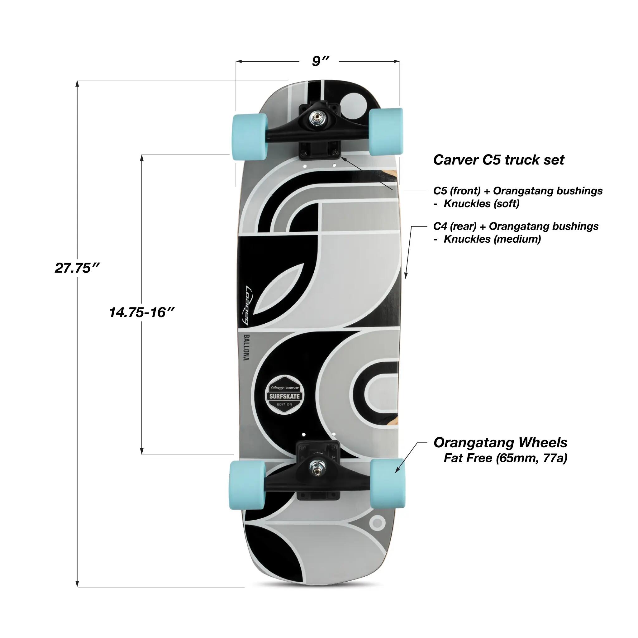 Skateboard Complet Ballona Orca C5 - Surfskate Polyvalent 31" - Design No 4/4