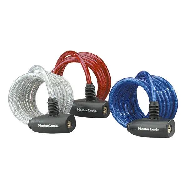 Pack of  3 Bike Lock Cables, 6 Keys, 180 cm x 8 mm