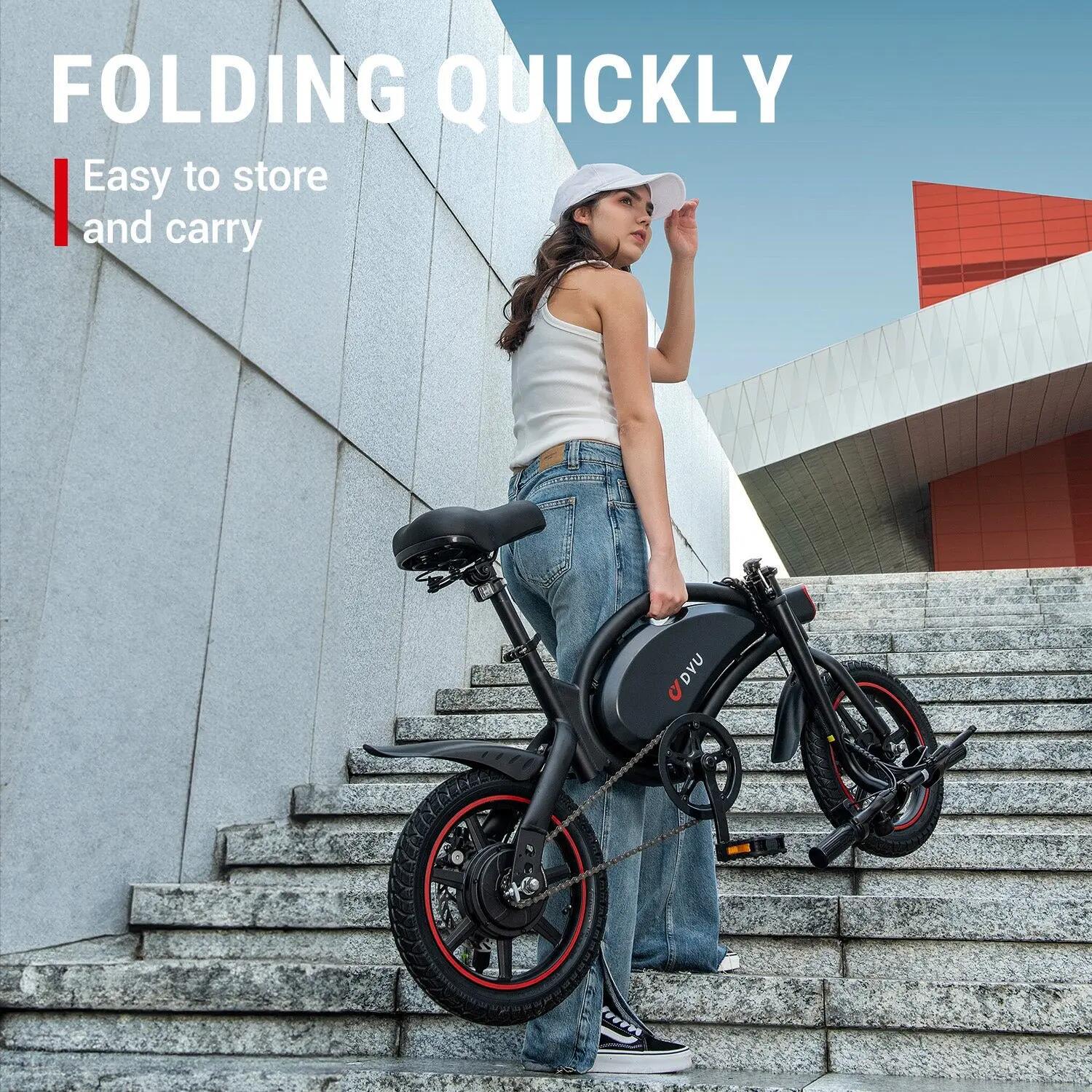 Bicicletta elettrica pieghevole D3S 14 pollici, 250 W e autonomia fino a 50 km 4/9