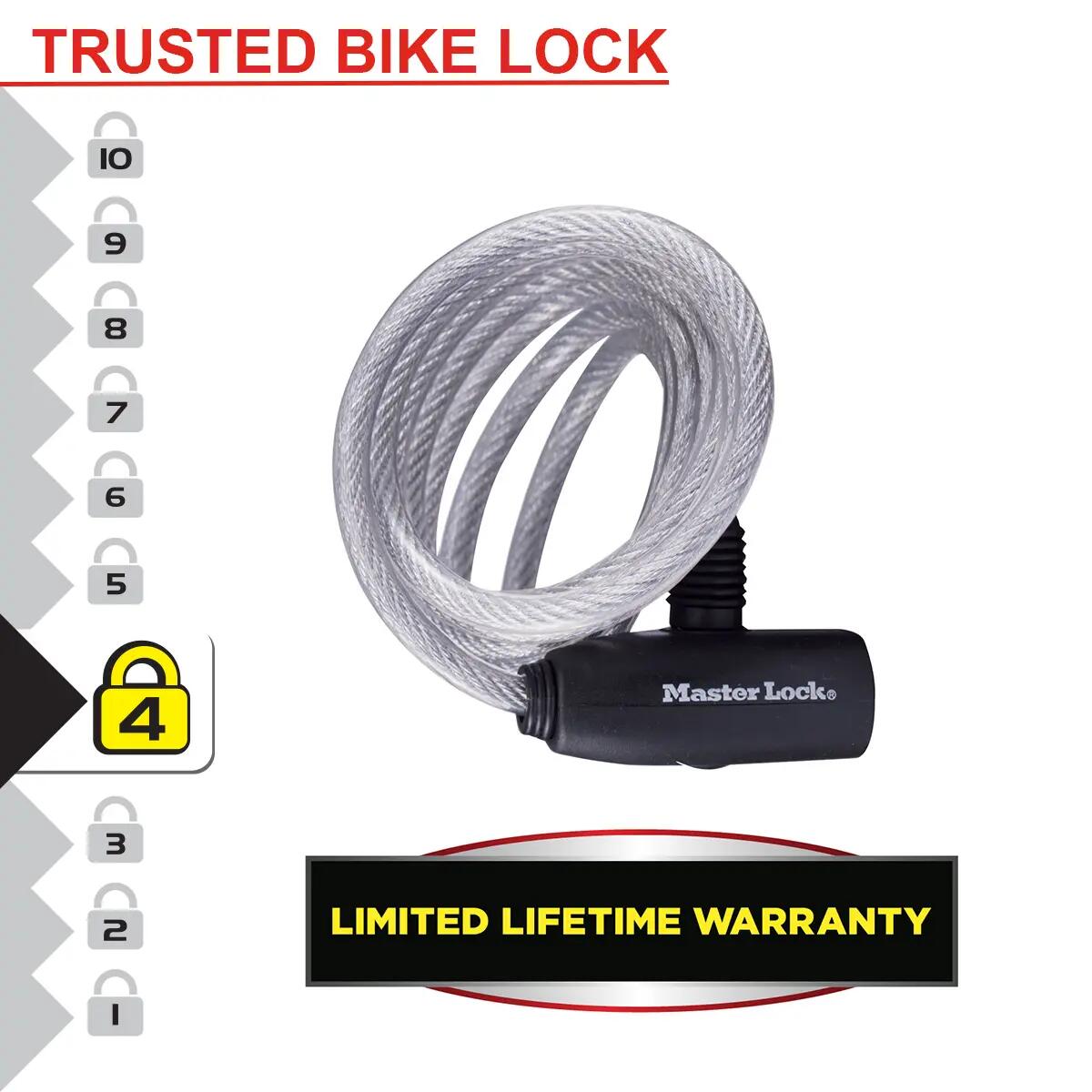 Lot de 3 câbles antivol vélo, 6 clés, 180 cm x 8 mm 2/5