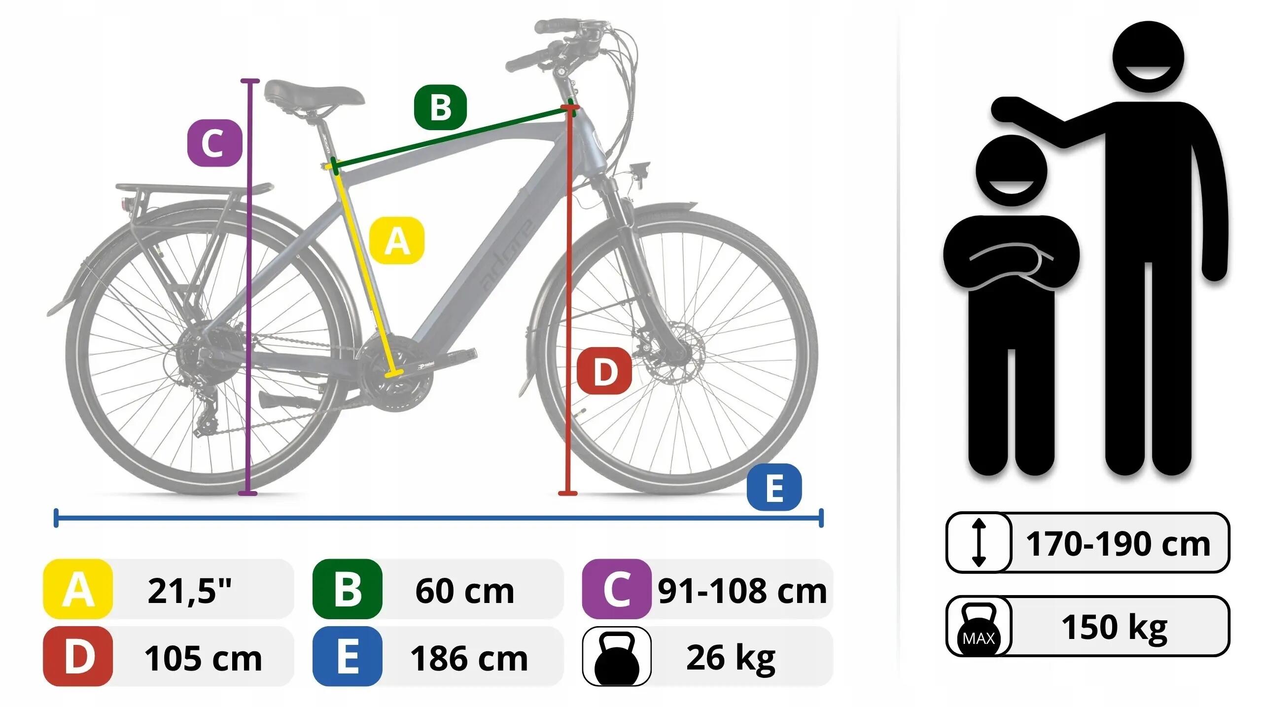 Rower elektryczny trekkingowy 28" 279E, 24 biegów 4/14