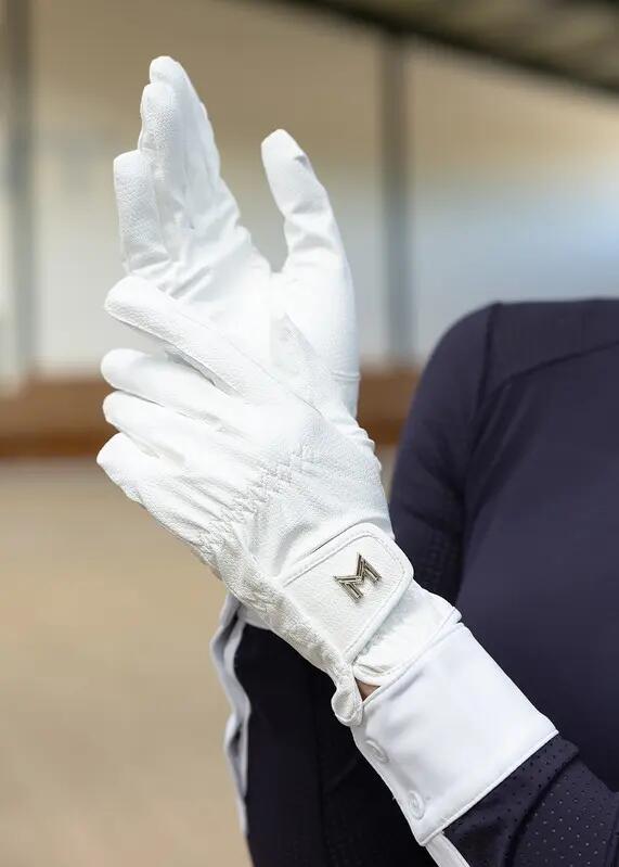 Guantes Equitación Unisex Maximilian Emblem Blanco 2/5