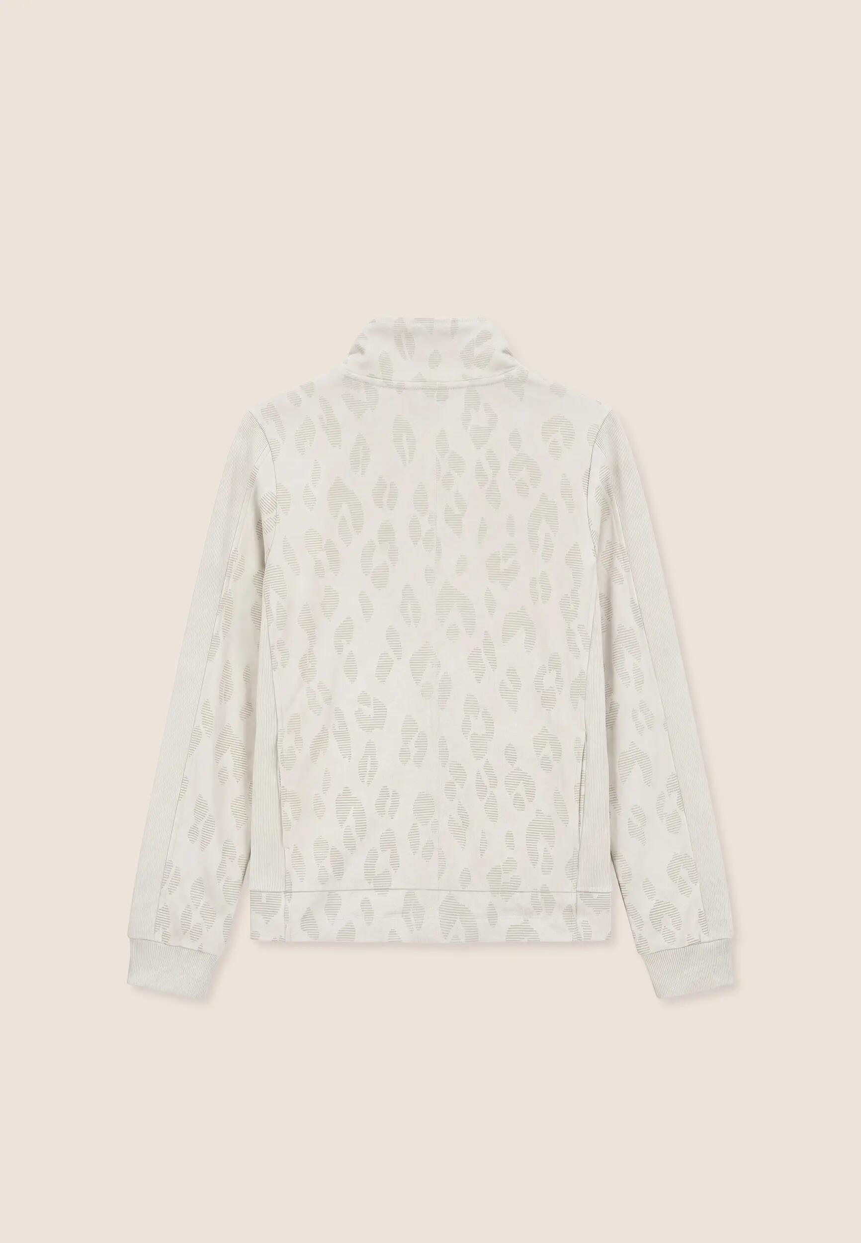 Felpa donna stampa leopardata chiusura zip e collo alto 2/3