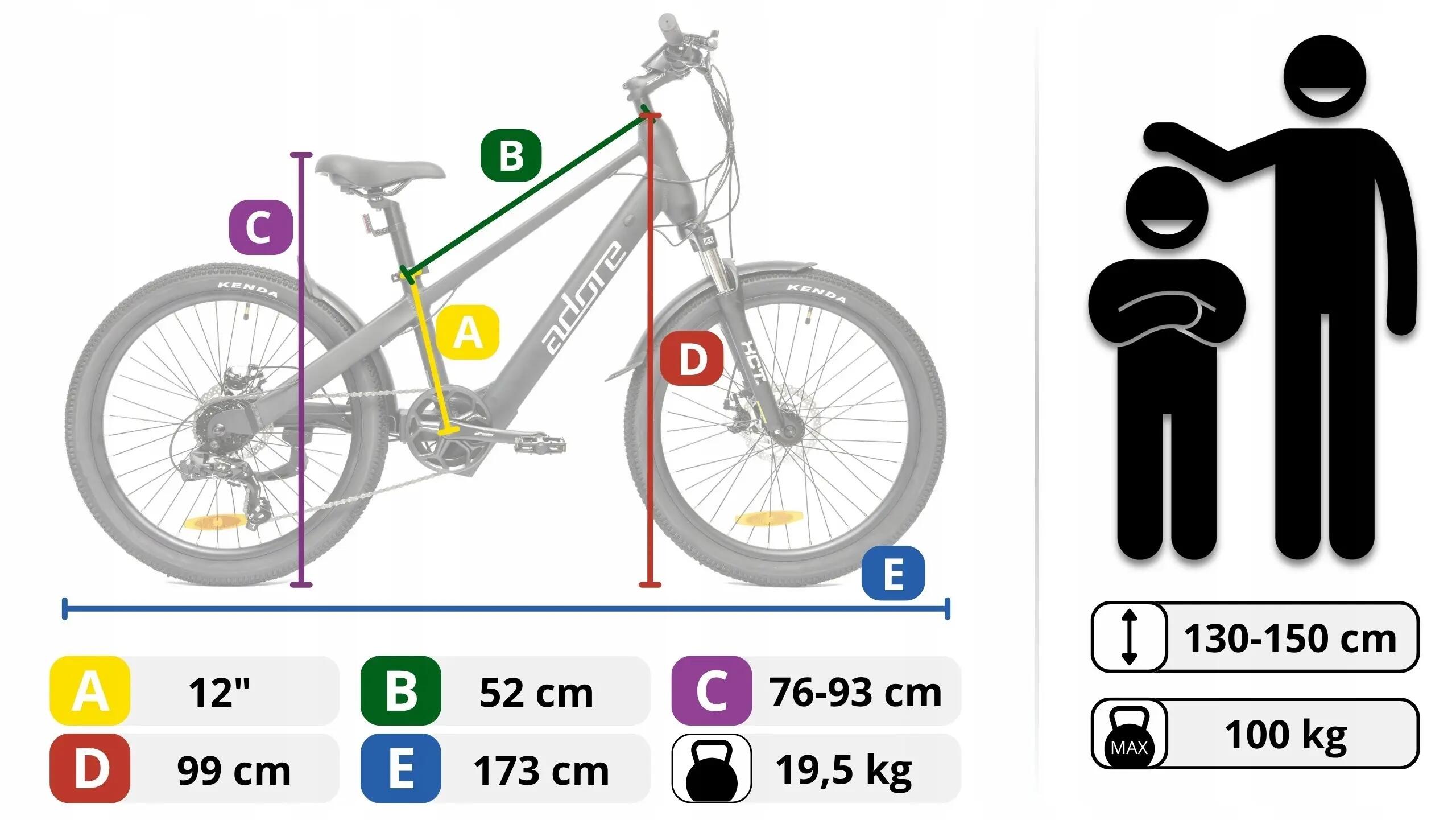 Rower elektryczny dziecięcy 24" 282E, 7 biegów 5/15