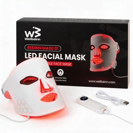 Masque LED Visage WELLBEINN Redinn Mask, 4 Couleurs, Soin du Visage
