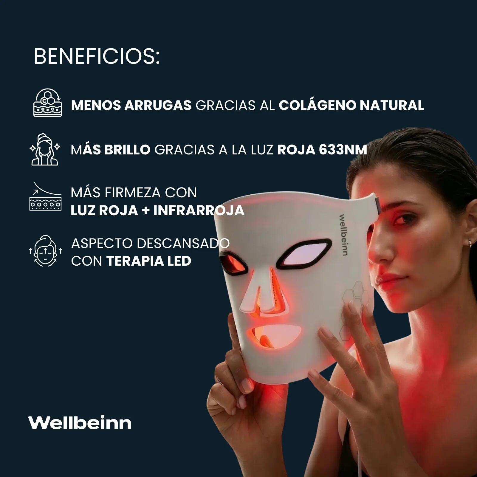 Maschera LED Viso WELLBEINN Redinn Mask, 4 Colori, Cura del Viso 2/7