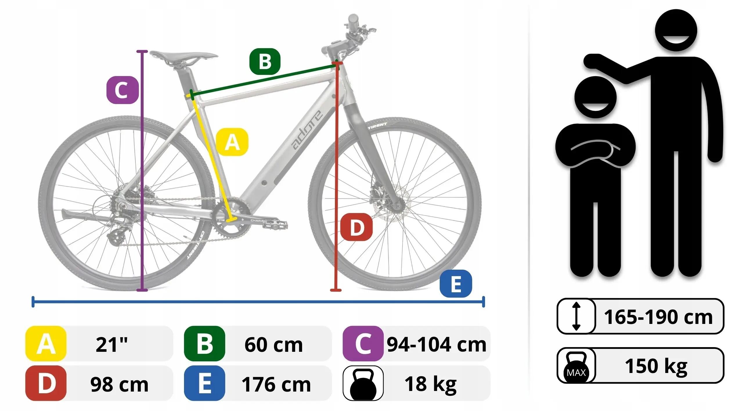 Rower elektryczny miejski 28" 276E, 8 biegów 5/15