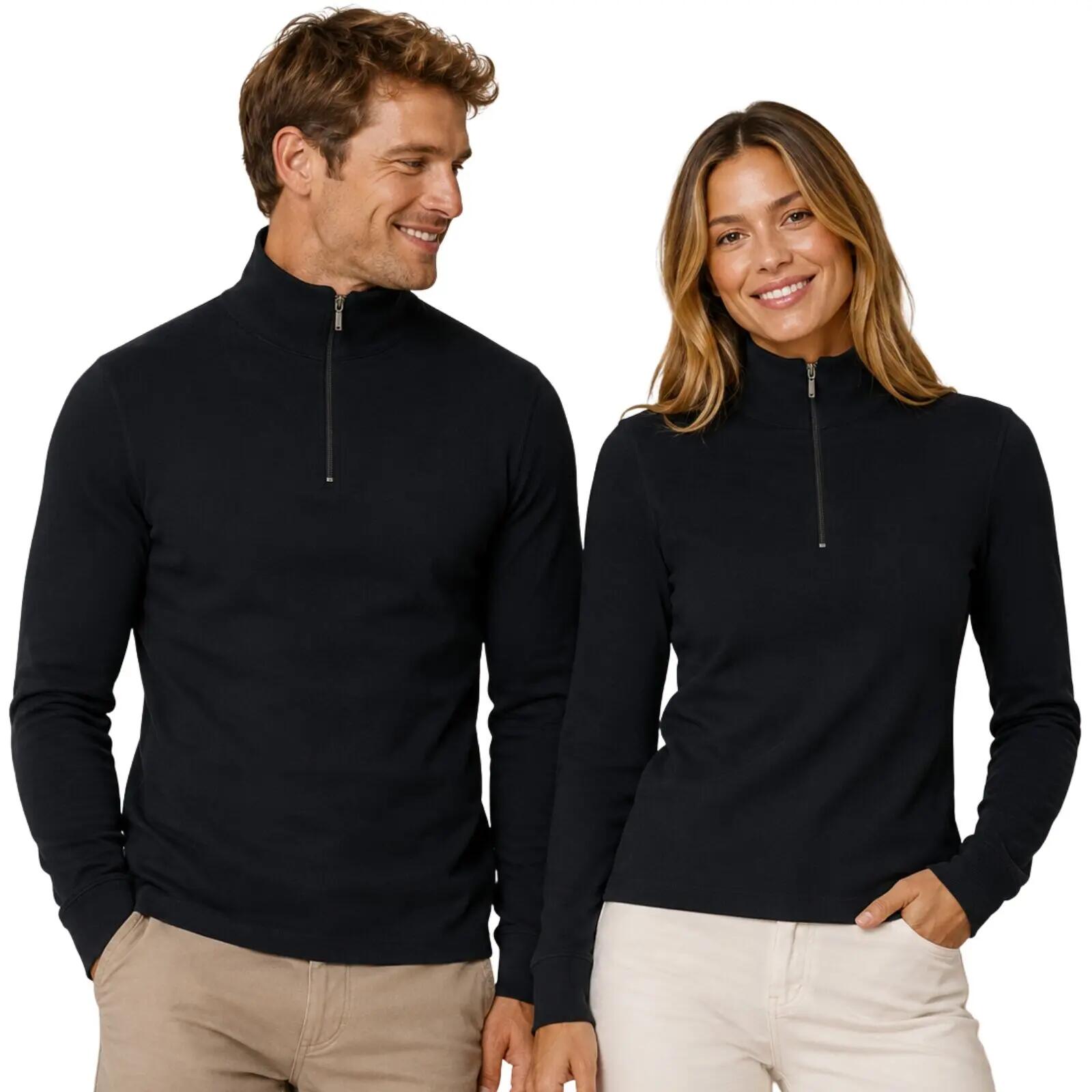 Merino Skins 100% Merino Wool Thermal Top Half Zip Long Sleeve Unisex - Black -
