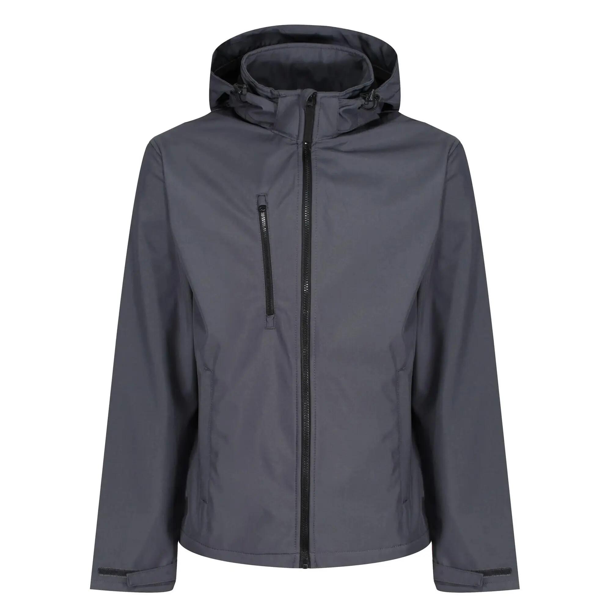 Mens Venturer Hooded Soft Shell Jacket (Seal Grey/Black) 2/6