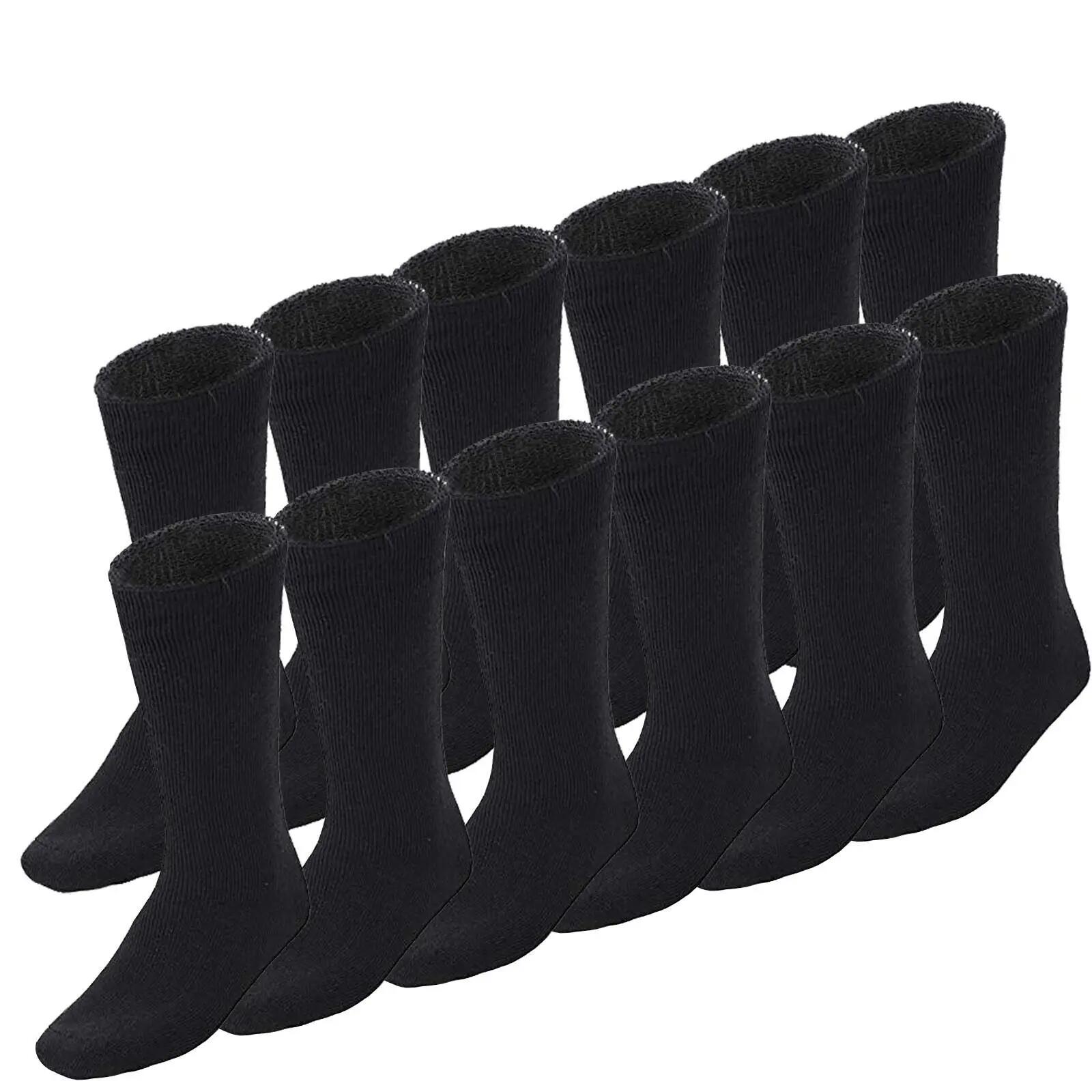 12 Pairs BAMBOO SOCKS Mens Heavy Duty Premium Thick Work Socks Cushion BULK - Bl