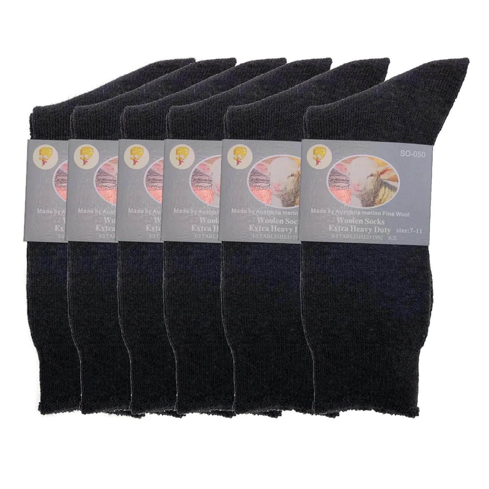6 Pairs Merino Wool Blend Woolen Work Socks Hiking Heavy Duty Warm Thermal Bulk
