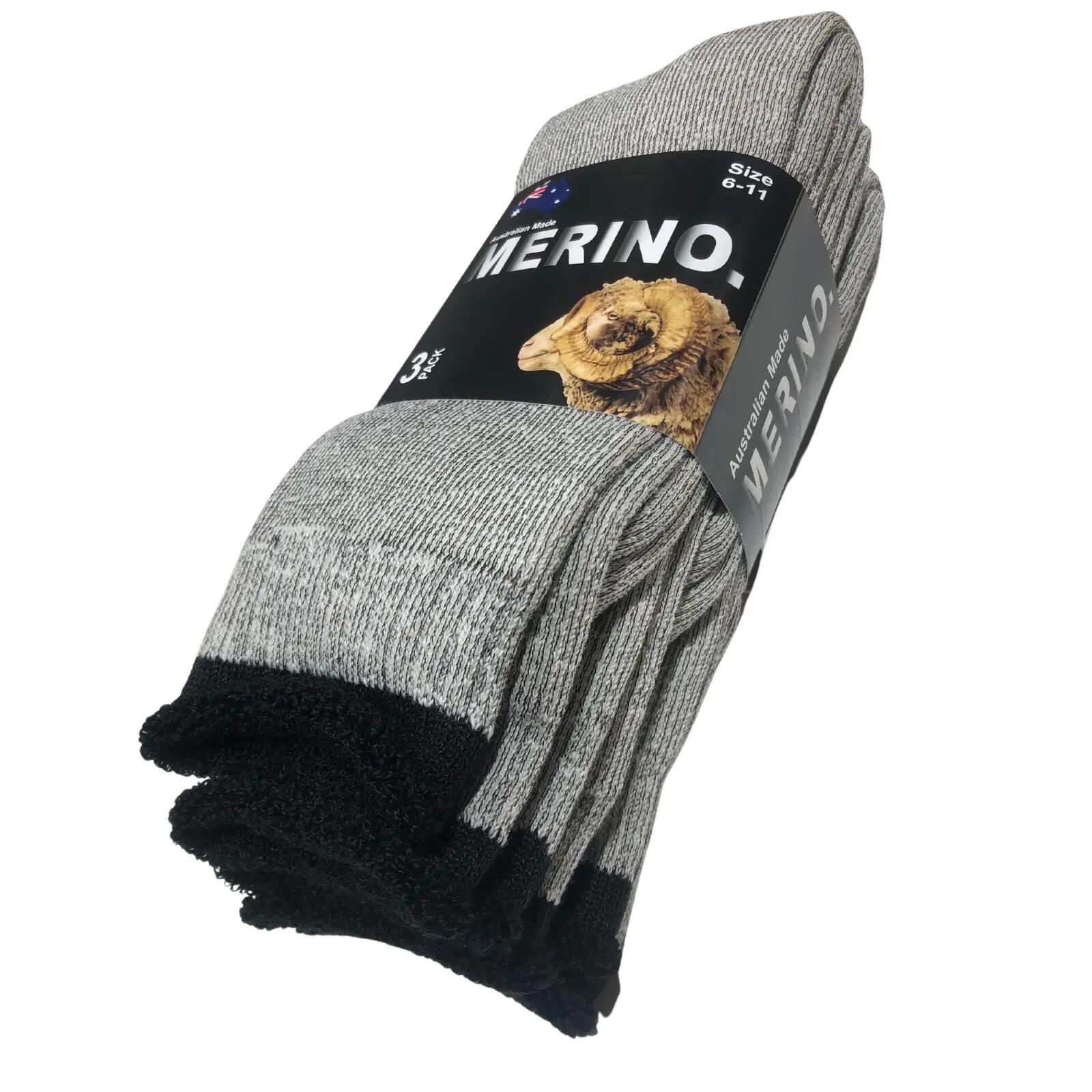 3 Pairs MERINO WOOL SOCKS Mens Heavy Duty Premium Thick Work Socks Cushion in Be