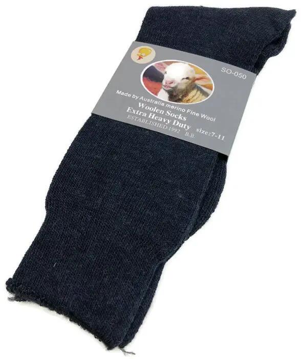 1 Pair Merino Wool Blend Work Socks Thermal Hiking Winter Warm Socks - Navy - 7-