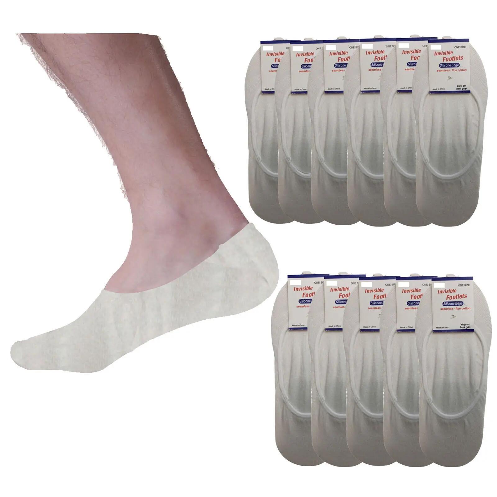 12x NO SHOW COTTON SOCKS Non Slip Heel Grip Low Cut Invisible Footlet Seamless -