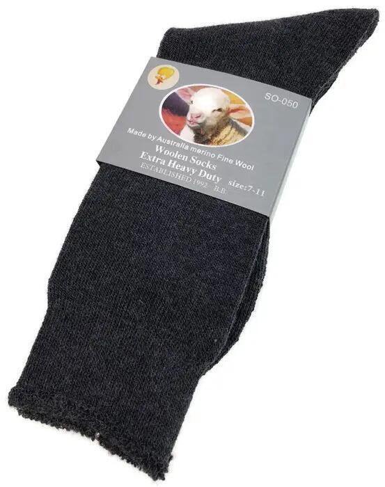 1 Pair Merino Wool Blend Work Socks Thermal Hiking Winter Warm Socks - Charcoal