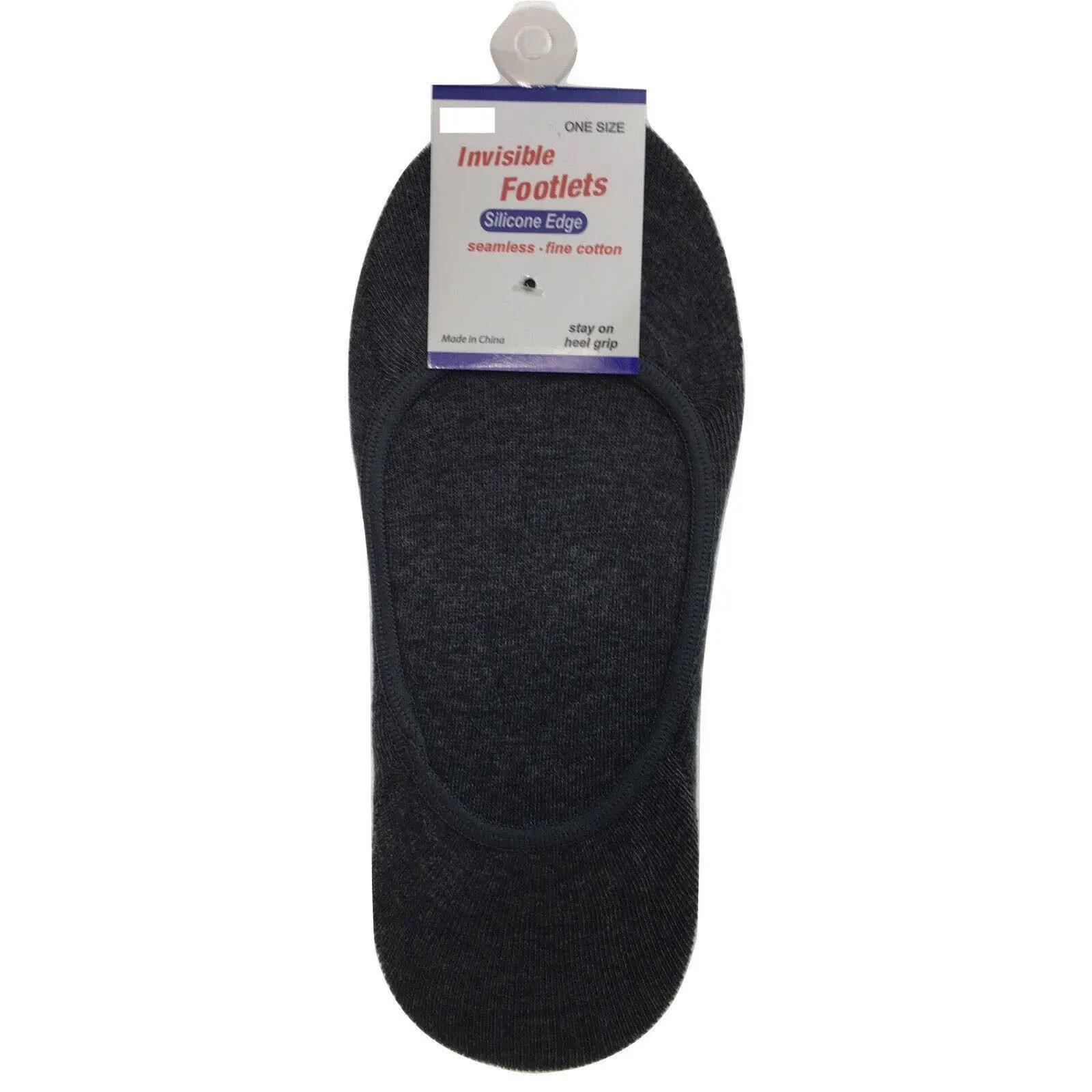 1x NO SHOW COTTON SOCKS Non Slip Heel Grip Low Cut Invisible Footlet Seamless