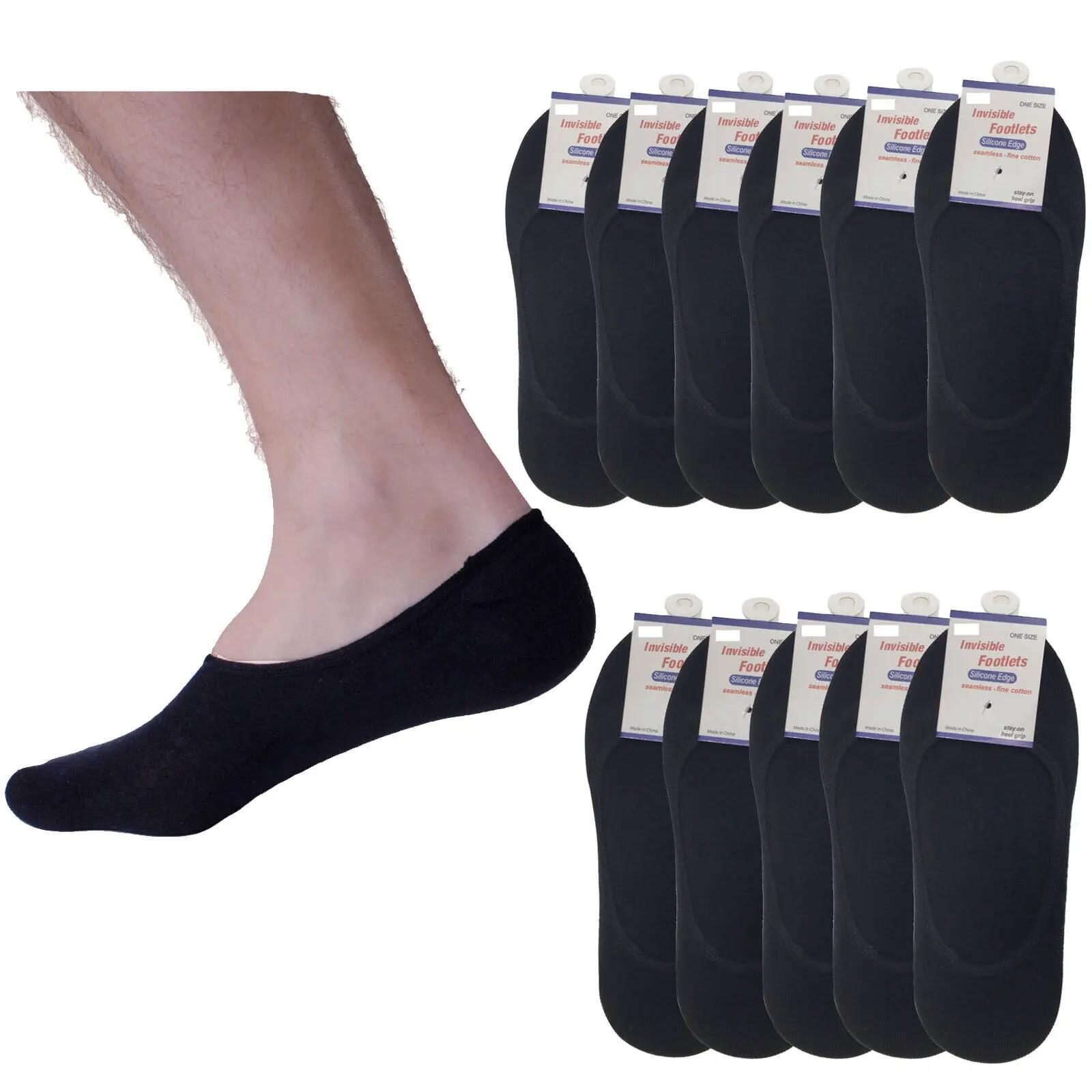 12x NO SHOW COTTON SOCKS Non Slip Heel Grip Low Cut Invisible Footlet Seamless -