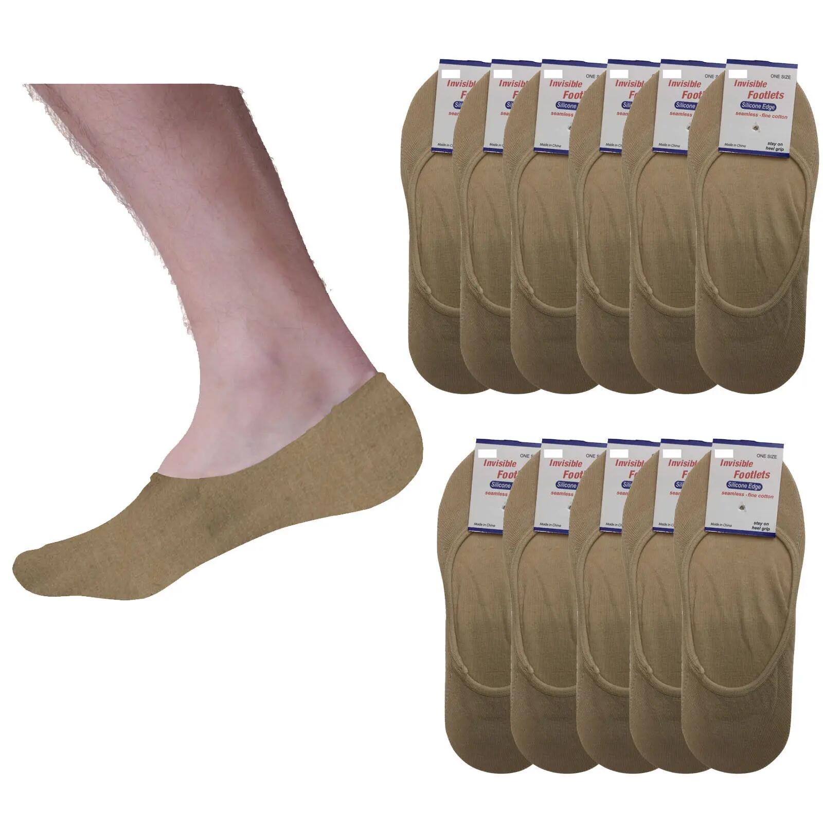 12x NO SHOW COTTON SOCKS Non Slip Heel Grip Low Cut Invisible Footlet Seamless -