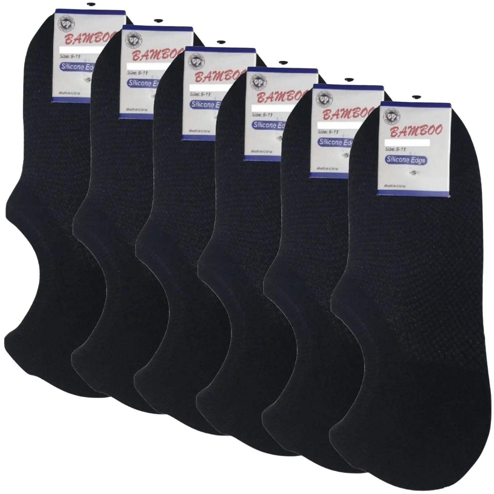 6x Pairs No Show Bamboo Socks Non-Slip Heel Grip Low Cut Invisible Footlet New