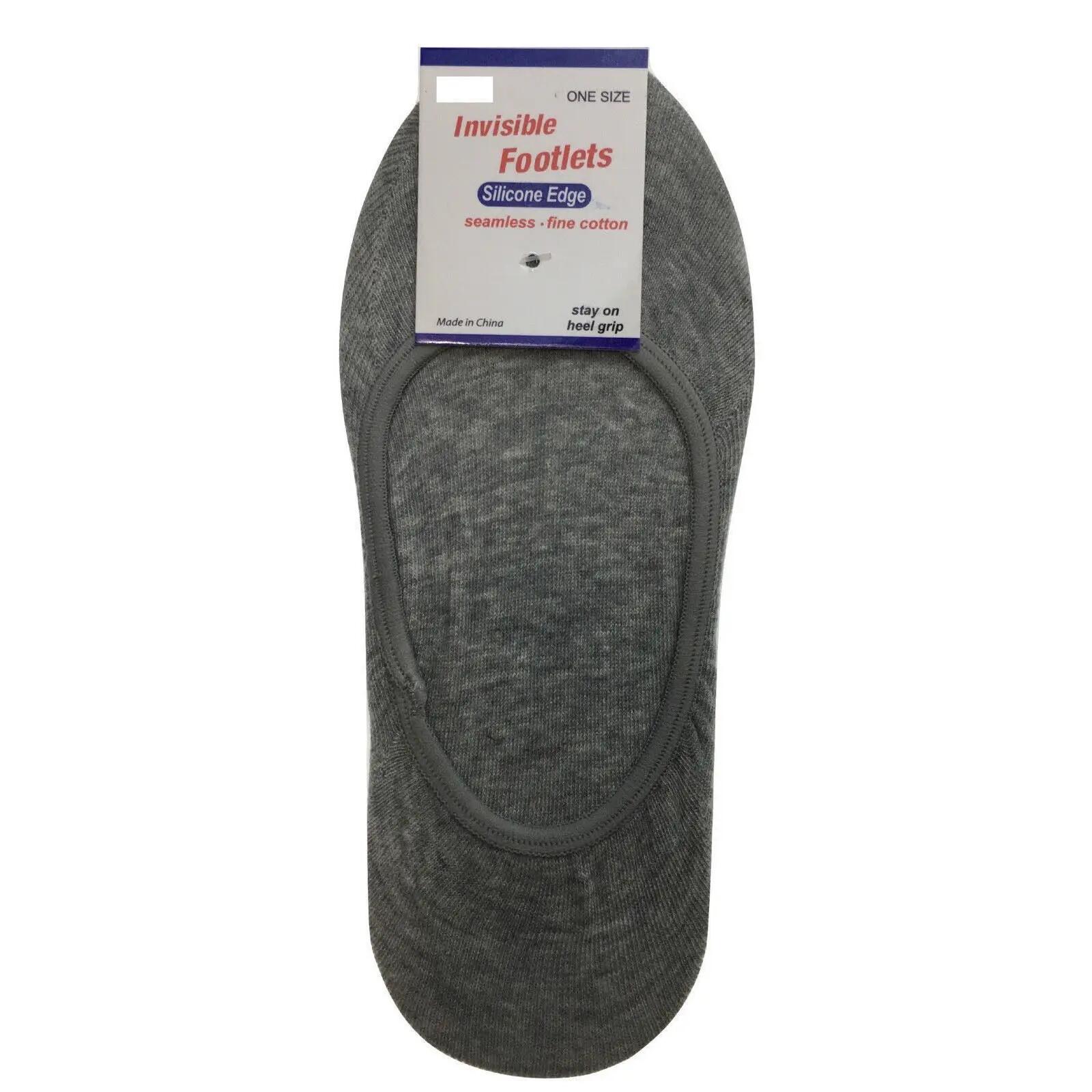 1x NO SHOW COTTON SOCKS Non Slip Heel Grip Low Cut Invisible Footlet Seamless