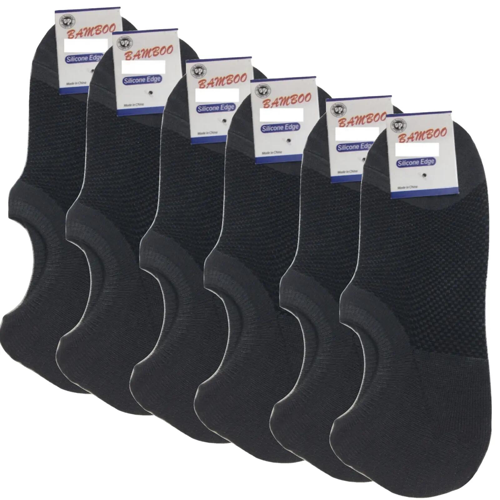6x Pairs No Show Bamboo Socks Non-Slip Heel Grip Low Cut Invisible Footlet New