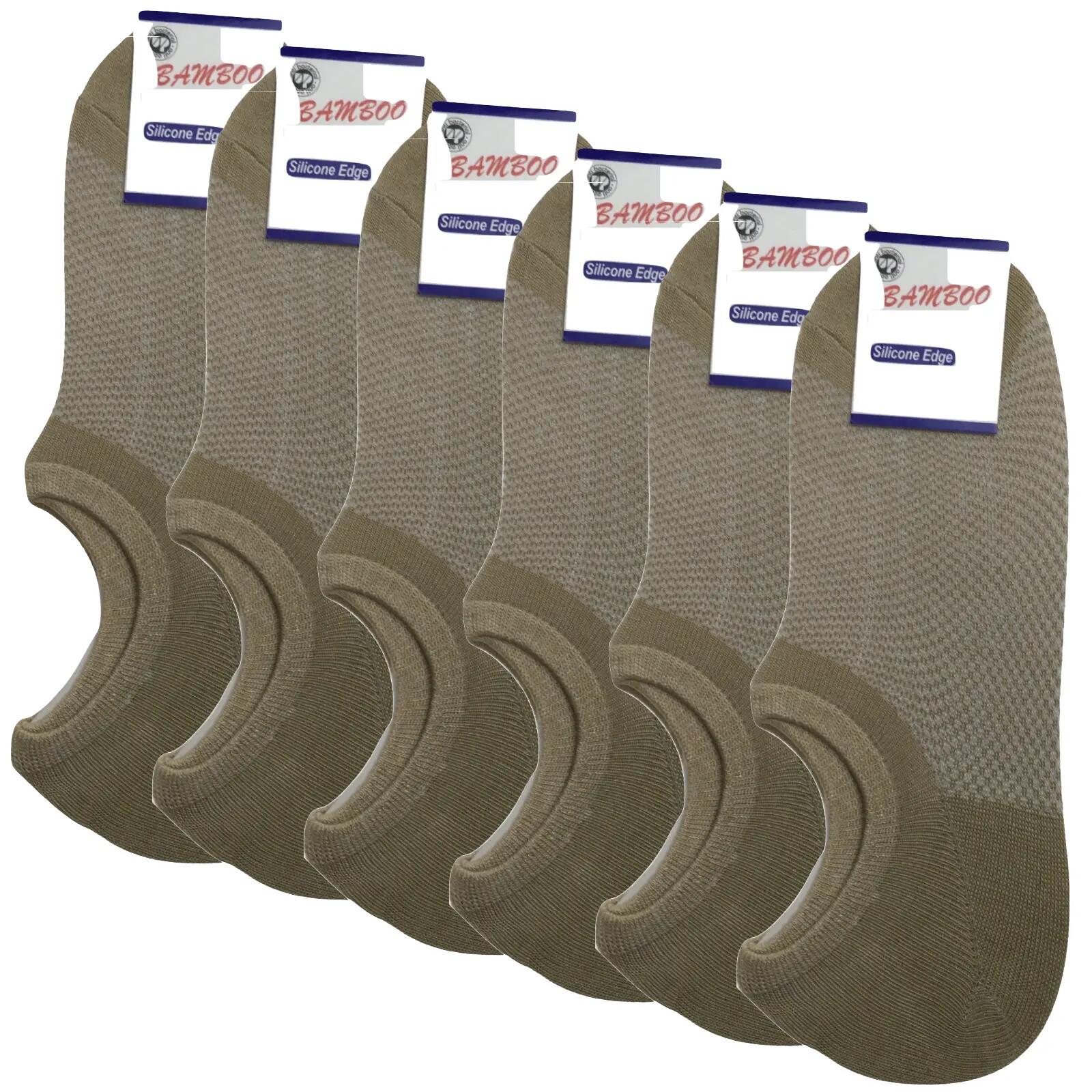 6x Pairs No Show Bamboo Socks Non-Slip Heel Grip Low Cut Invisible Footlet New
