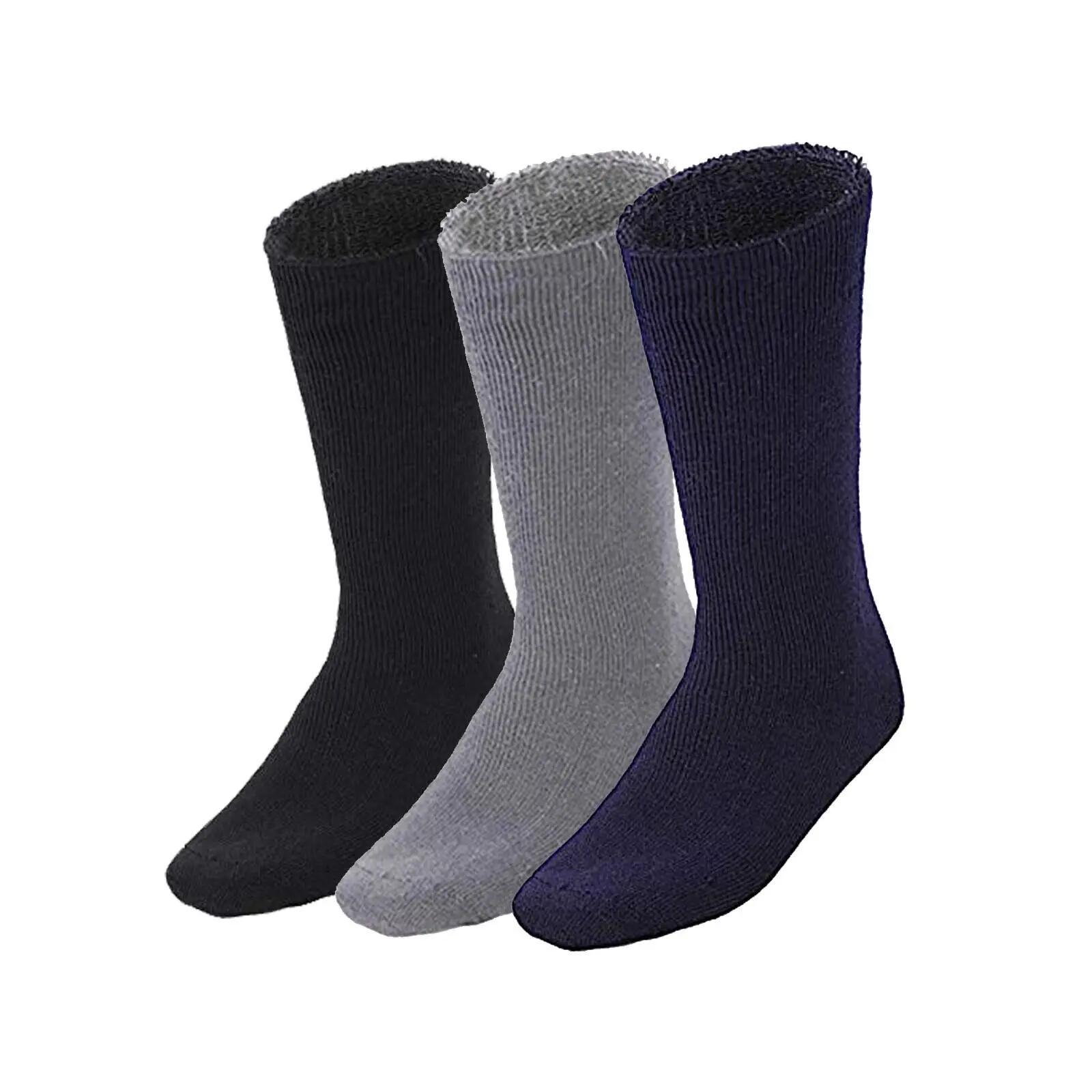 3 Pairs BAMBOO SOCKS Mens Heavy Duty Premium Thick Work Socks Cushion BULK - Ass