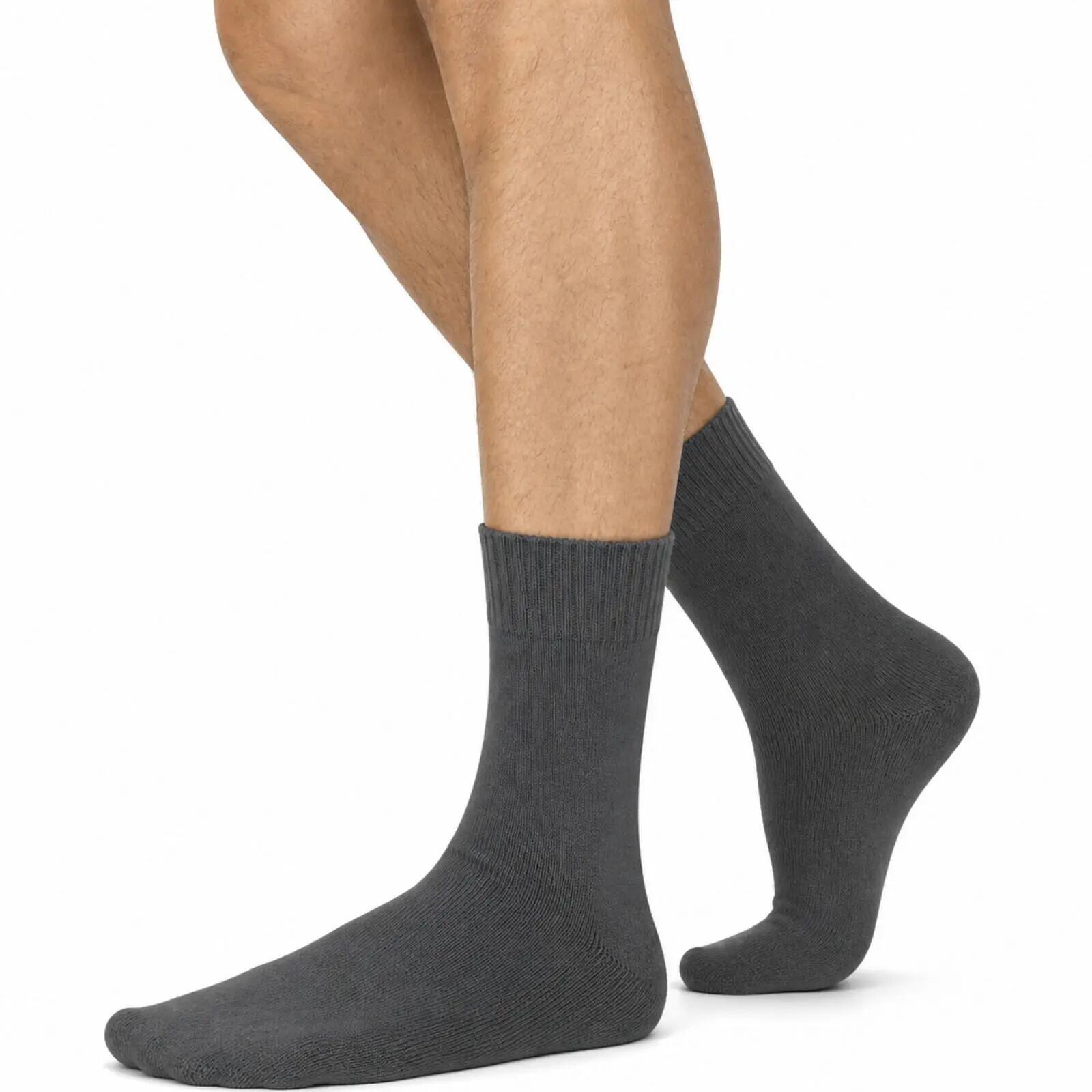 Merino Wool Mens Thermal Diabetic Socks Loose Top Circulation 1 Pair - Grey - 7-