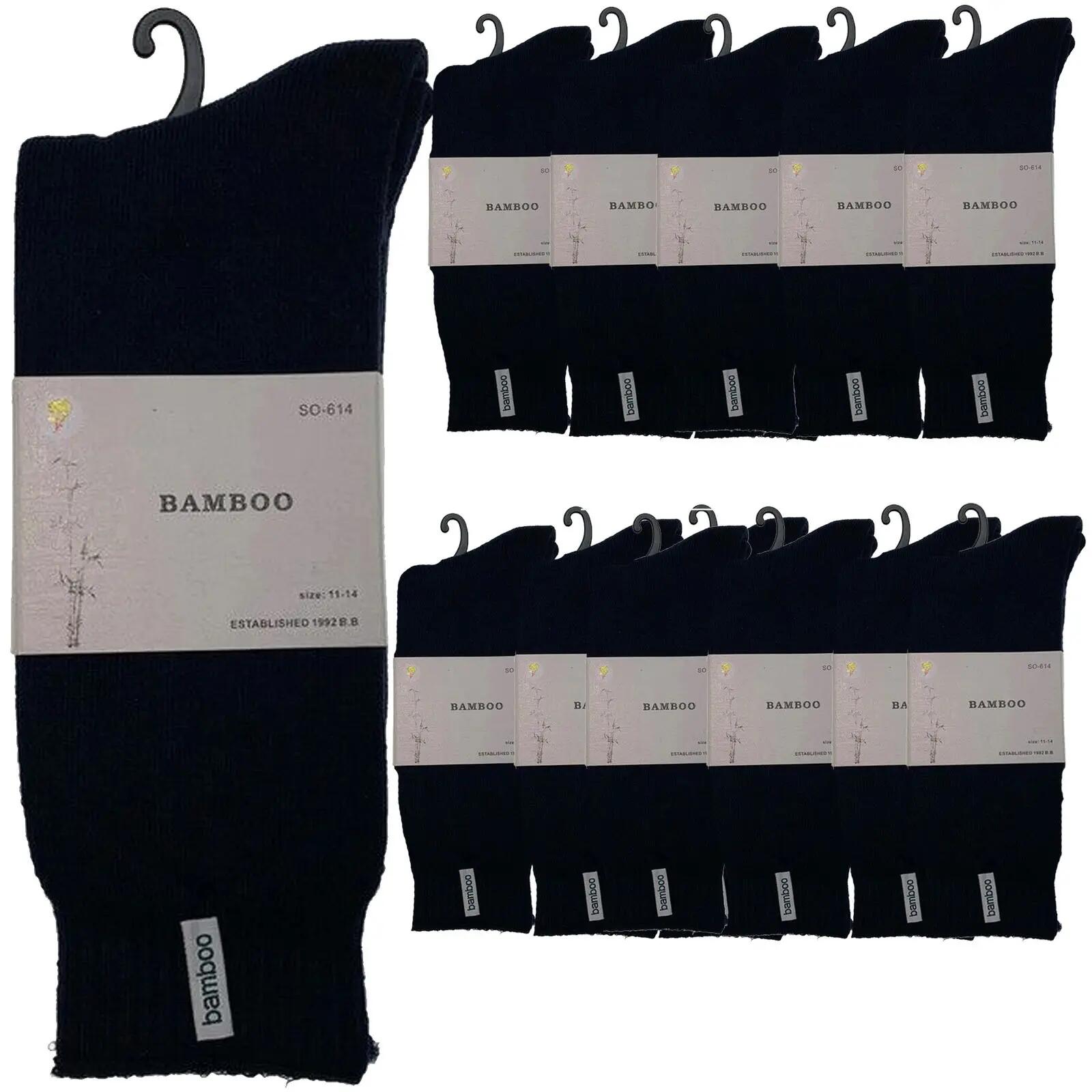 12 Pairs PREMIUM BAMBOO SOCKS Mens Heavy Duty Thick Work Socks BULK Cushion - Na
