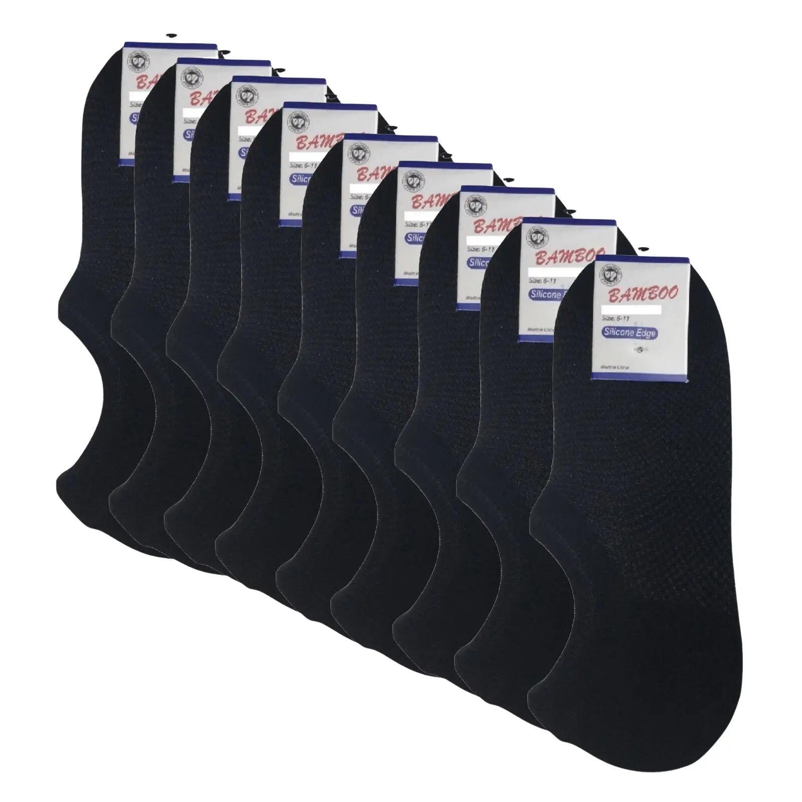 9x Pairs No Show Bamboo Socks Non-Slip Heel Grip Low Cut Invisible Footlet New
