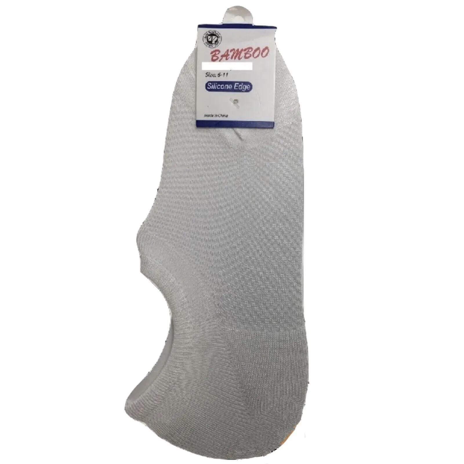 1 Pair NO SHOW BAMBOO SOCKS Non Slip Heel Grip Low Cut Invisible Footlet - White