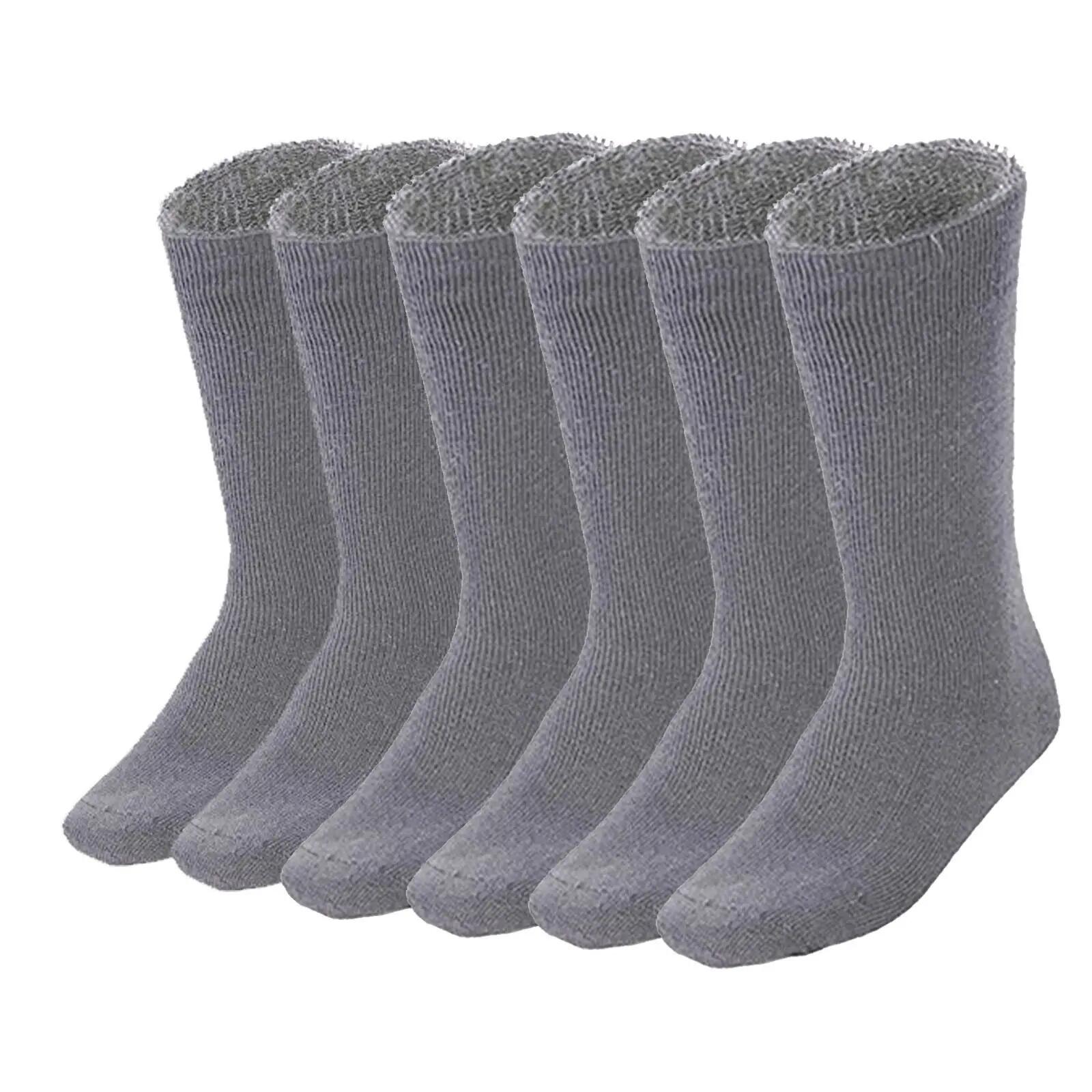 6 Pairs BAMBOO SOCKS Mens Heavy Duty Premium Thick Work Socks Cushion BULK - Cha