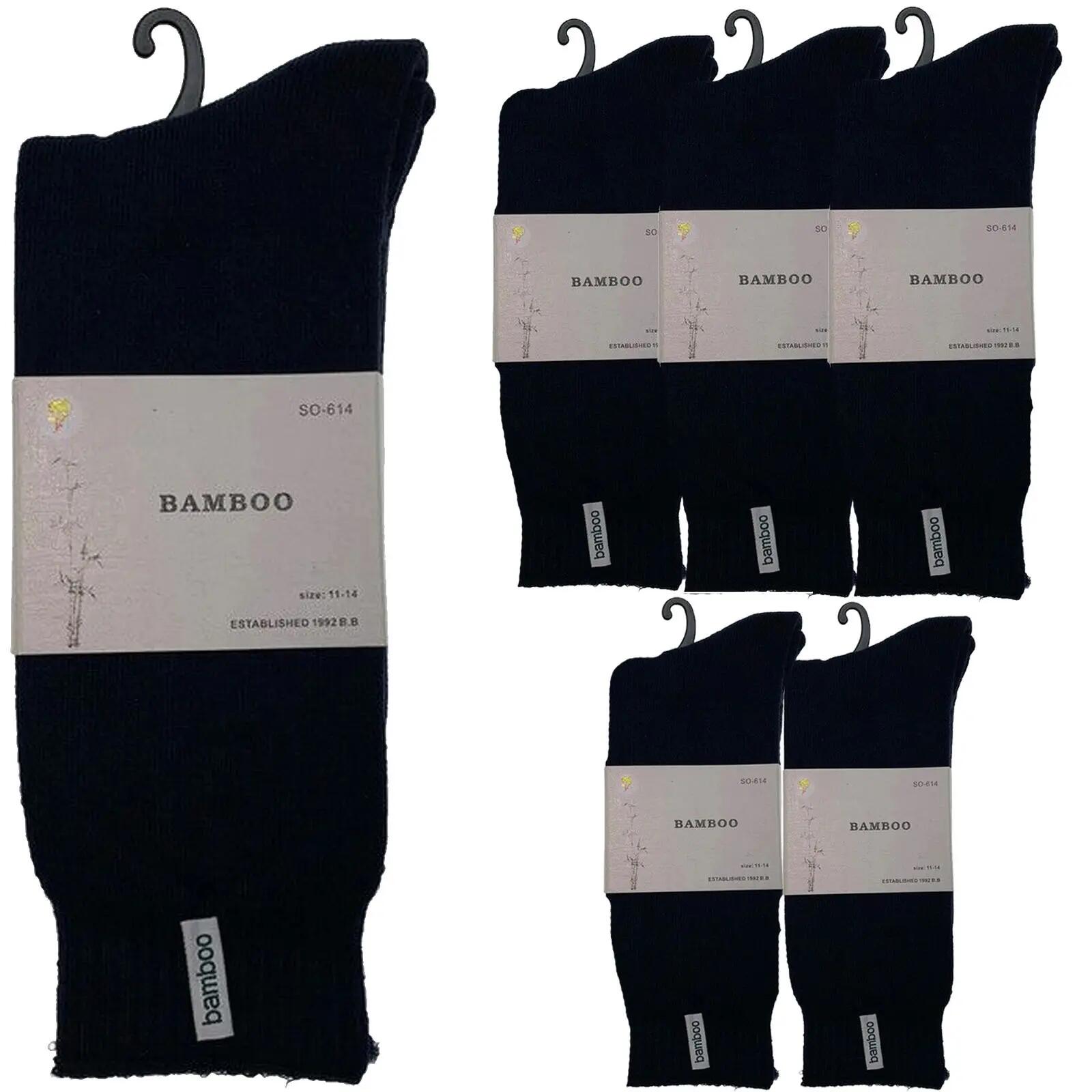 6 Pairs PREMIUM BAMBOO SOCKS Mens Heavy Duty Thick Work Socks BULK Cushion - Nav