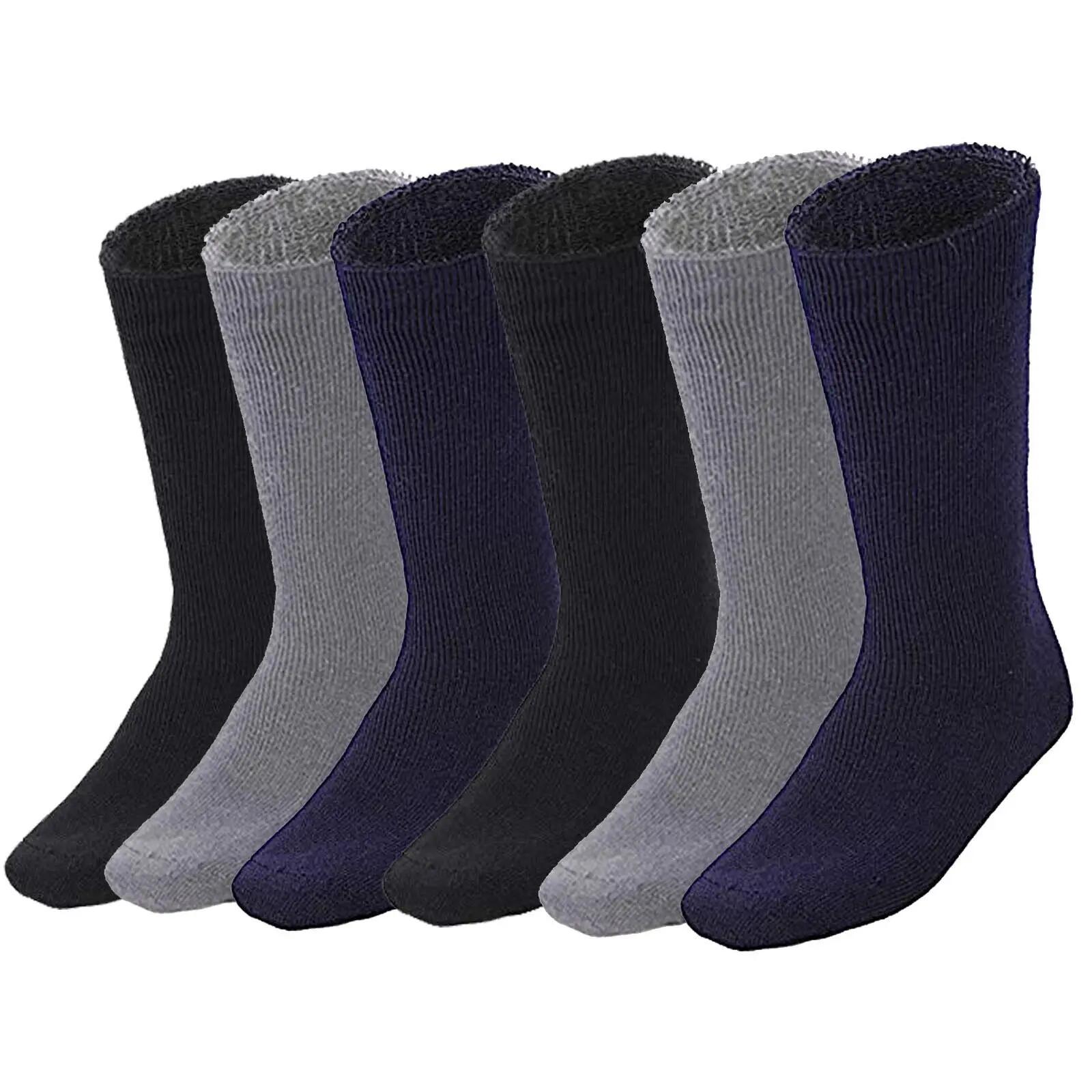 6 Pairs BAMBOO SOCKS Mens Heavy Duty Premium Thick Work Socks Cushion BULK - Ass