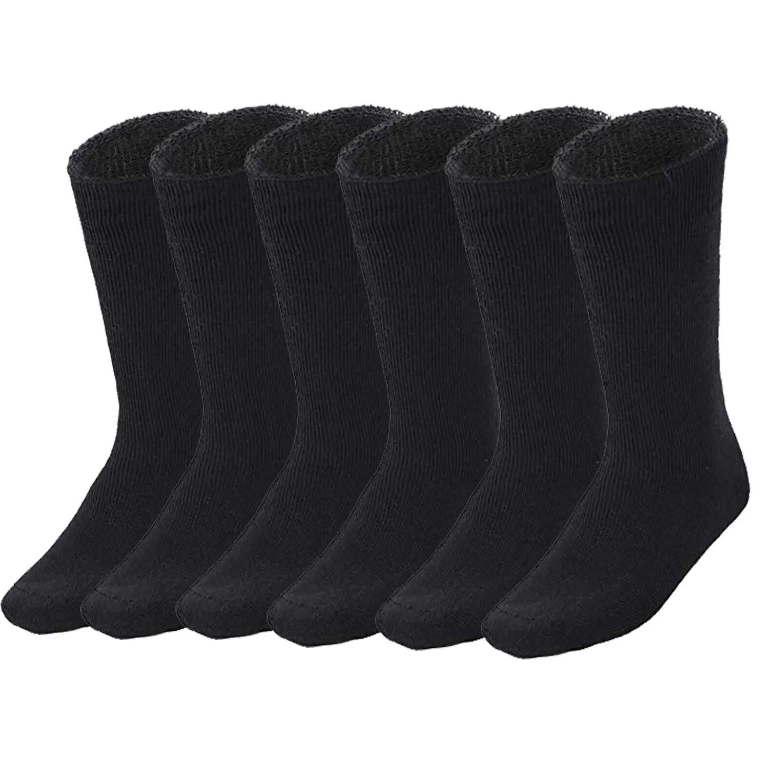 6 Pairs BAMBOO SOCKS Mens Heavy Duty Premium Thick Work Socks Cushion BULK - Bla