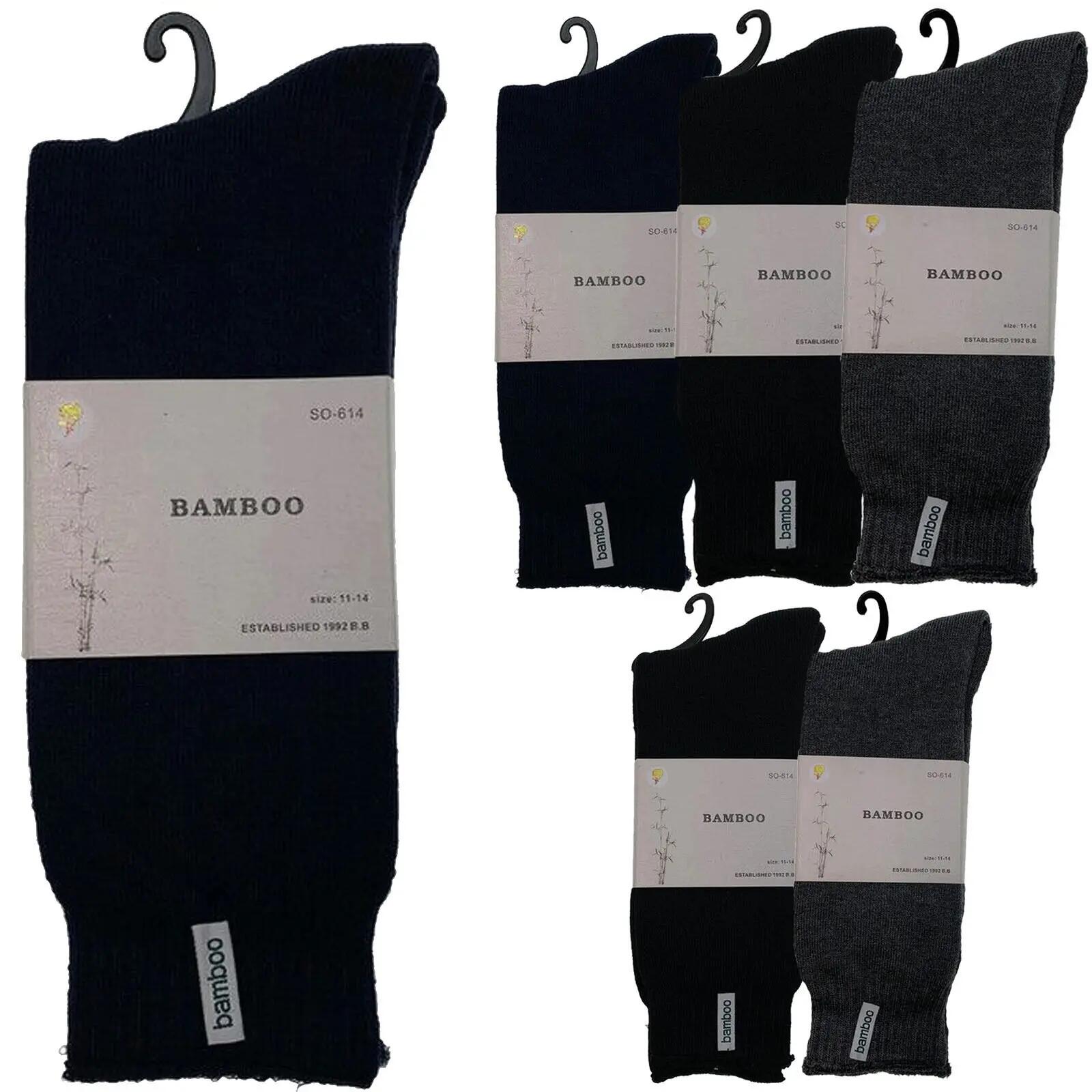 6 Pairs PREMIUM BAMBOO SOCKS Mens Heavy Duty Thick Work Socks BULK Cushion - Ass