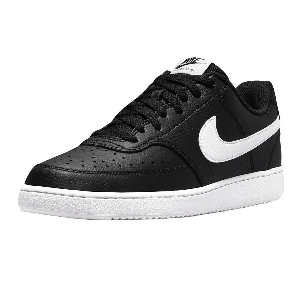 Mens Court Vision Synthetic Leather Trainers (Black/White)