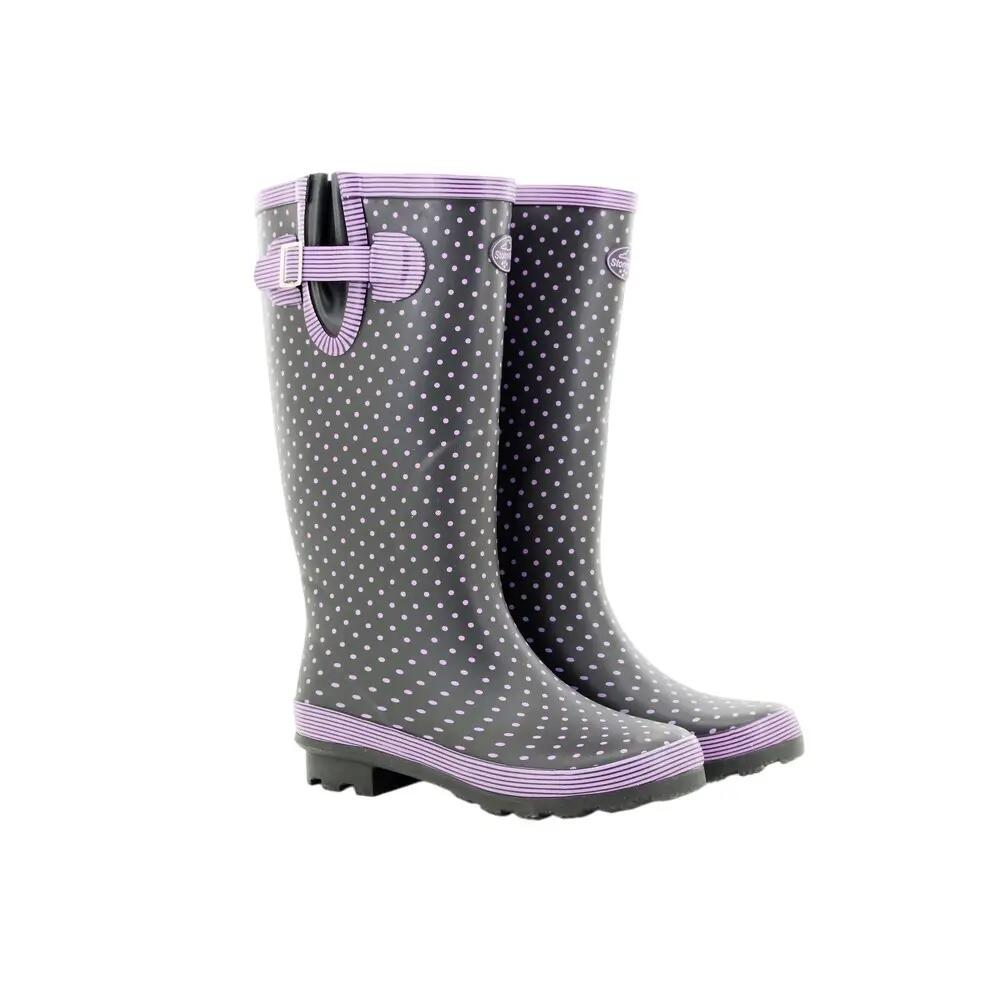 Womens/Ladies Polka Dot Wellington Boots (Mauve Polka Dot/Navy) 3/3
