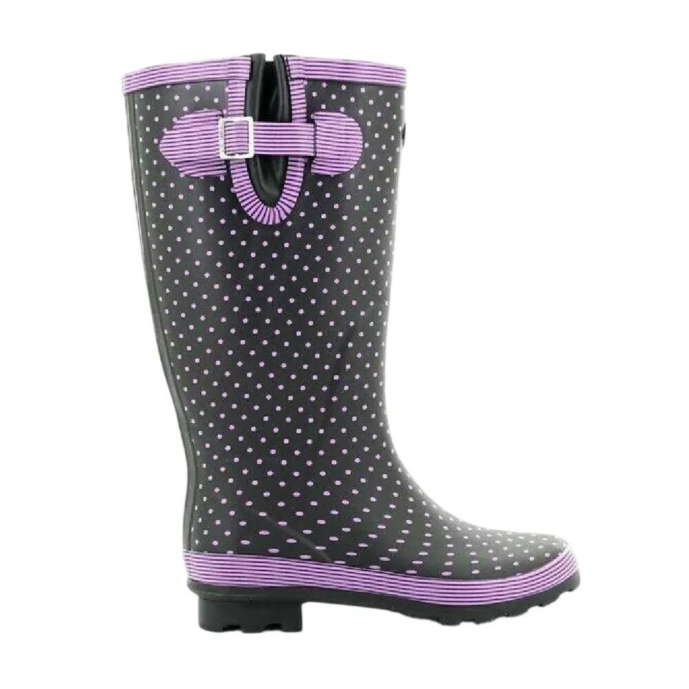 Womens/Ladies Polka Dot Wellington Boots (Mauve Polka Dot/Navy) 2/3