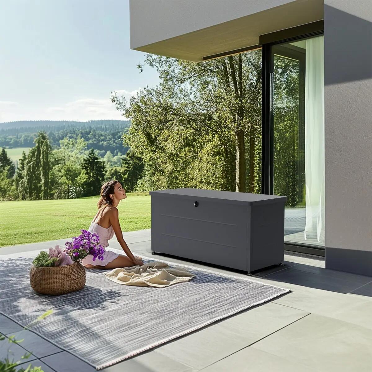 Coffre de jardin métal 330 L anthracite 9/9