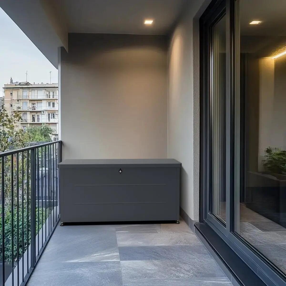 Coffre de jardin métal 330 L anthracite 8/9
