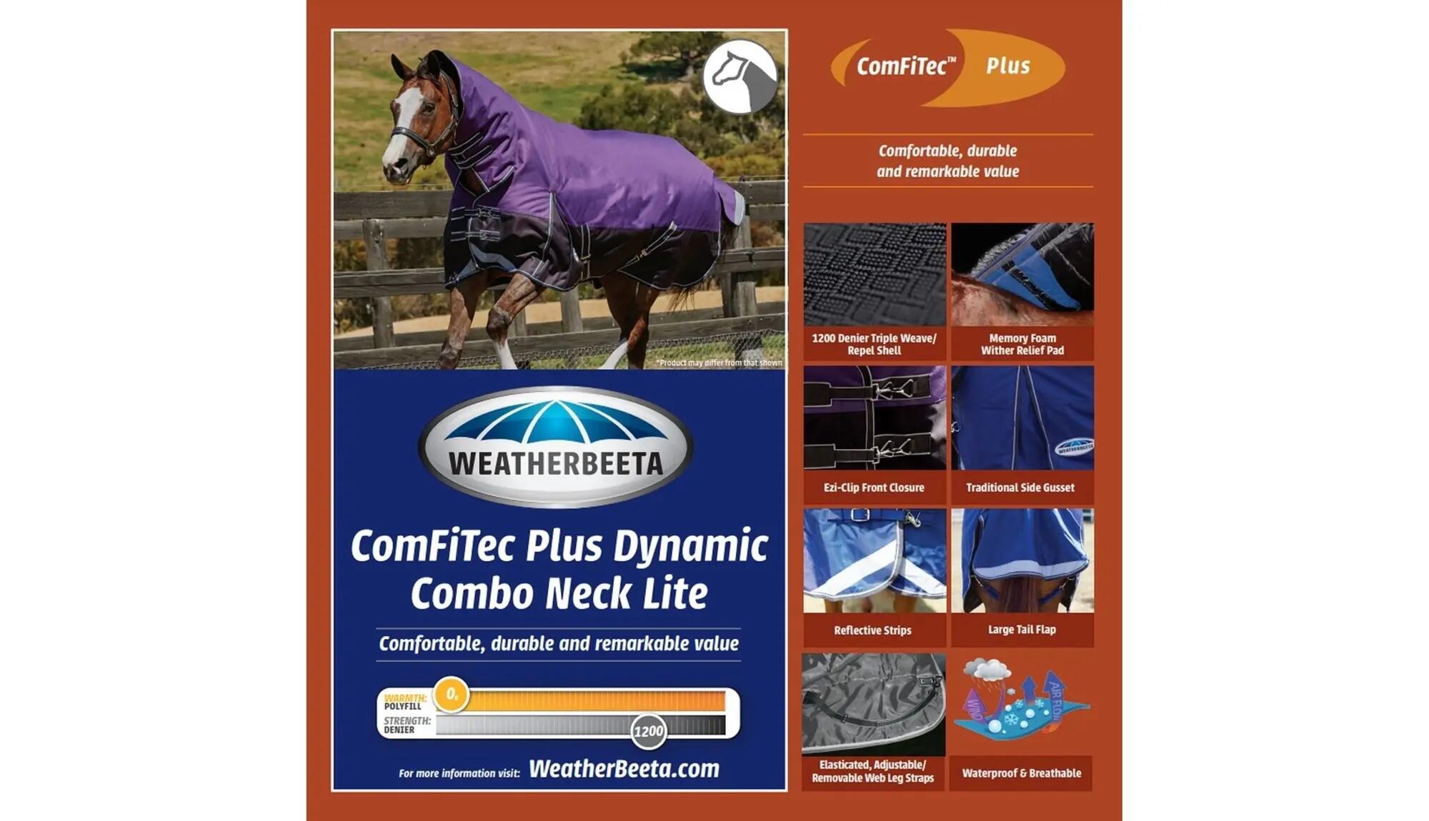 Comfitec Plus Lite Dynamic Combo Neck Turnout Rug (Purple/Black) 5/5